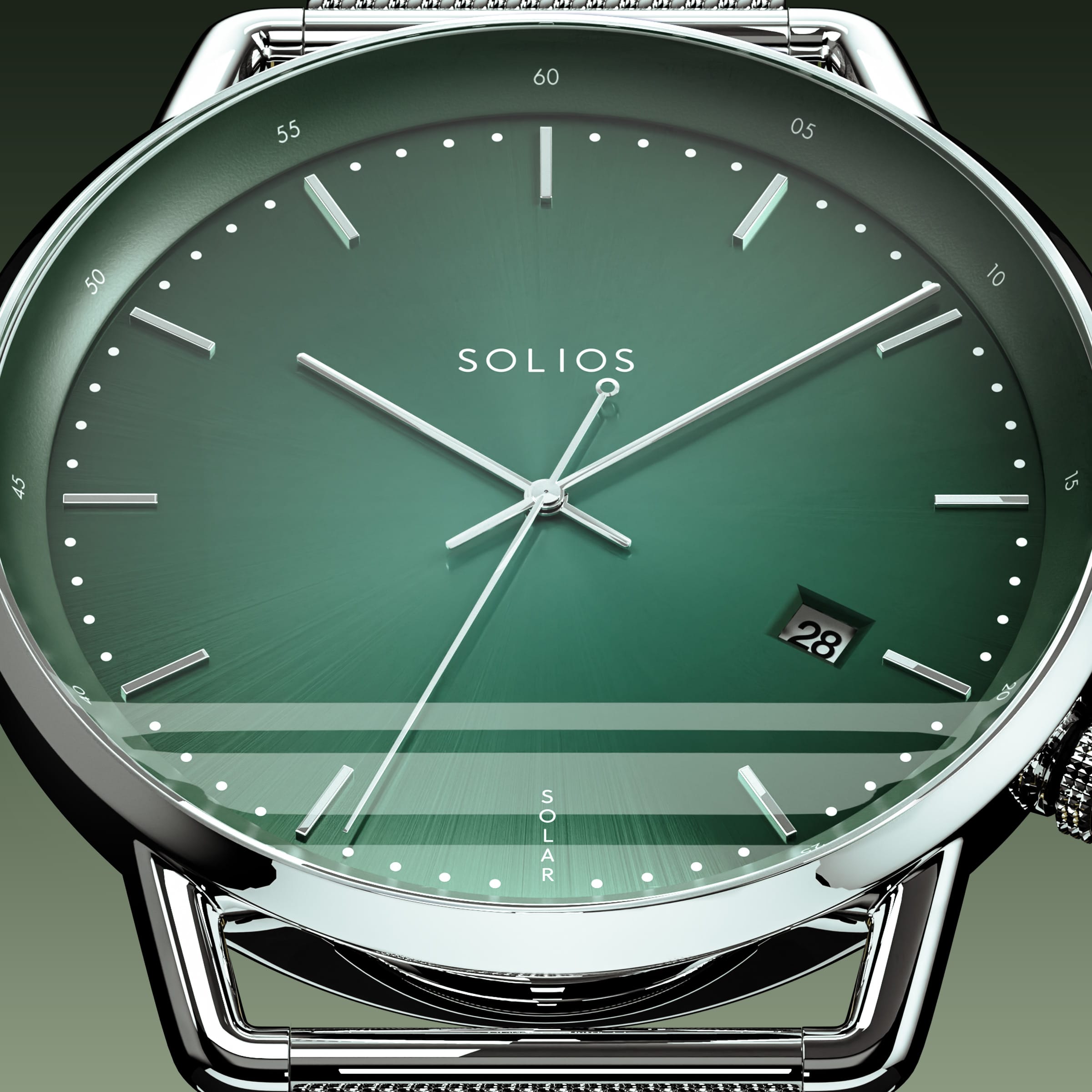 The Solar Curve | Green Dial - Silver Case