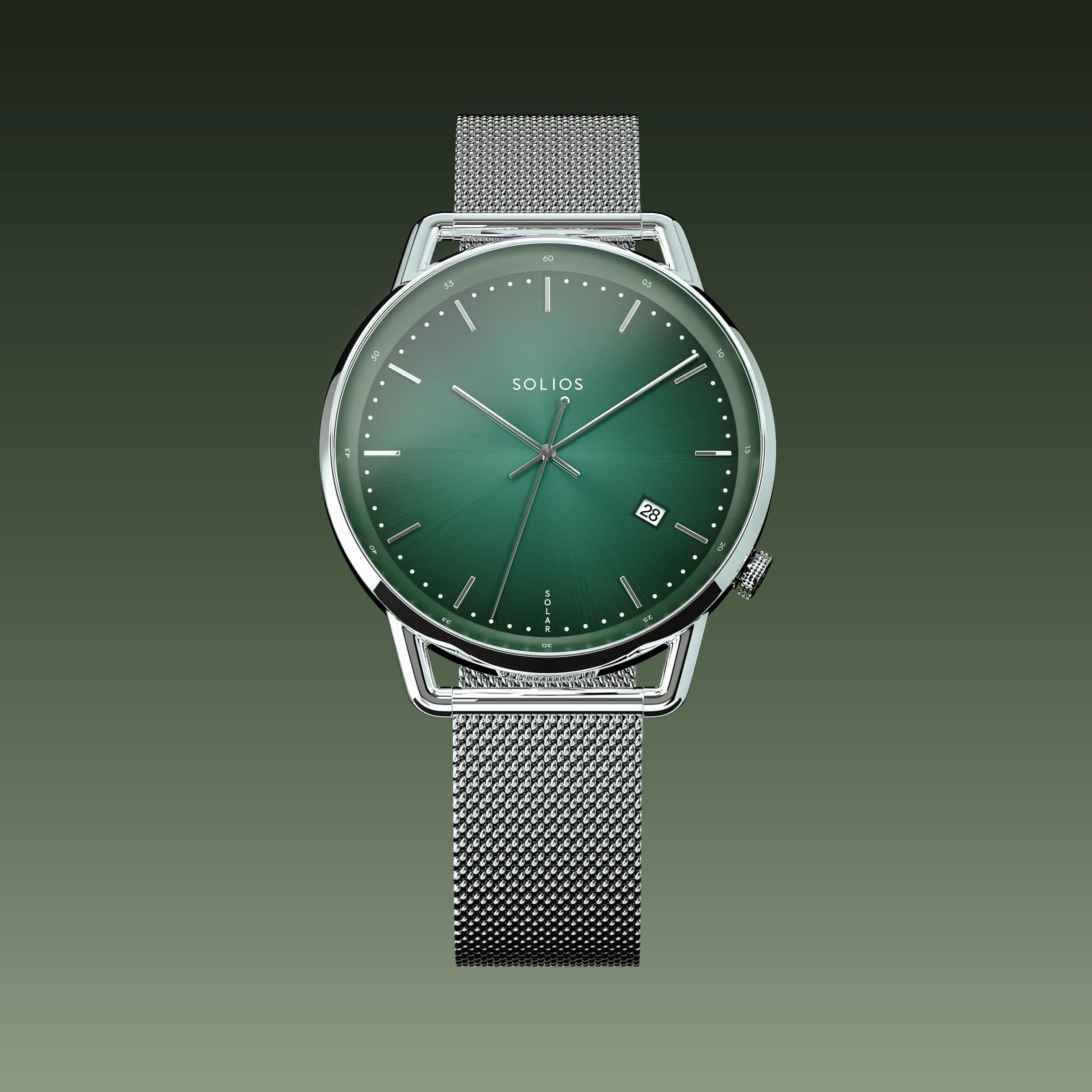 The Solar Curve | Green Dial - Silver Case