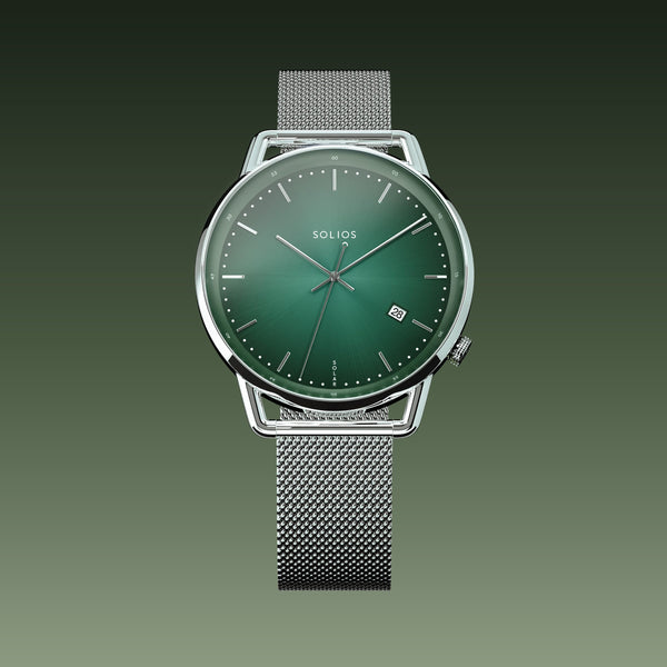 The Solar Curve | Green Dial - Silver Case