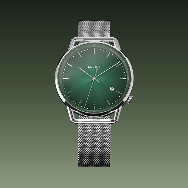 The Solar Curve | Green Dial - Silver Case