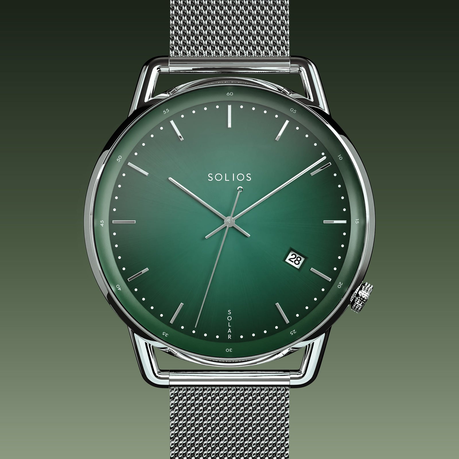 The Solar Curve | Green Dial - Silver Case