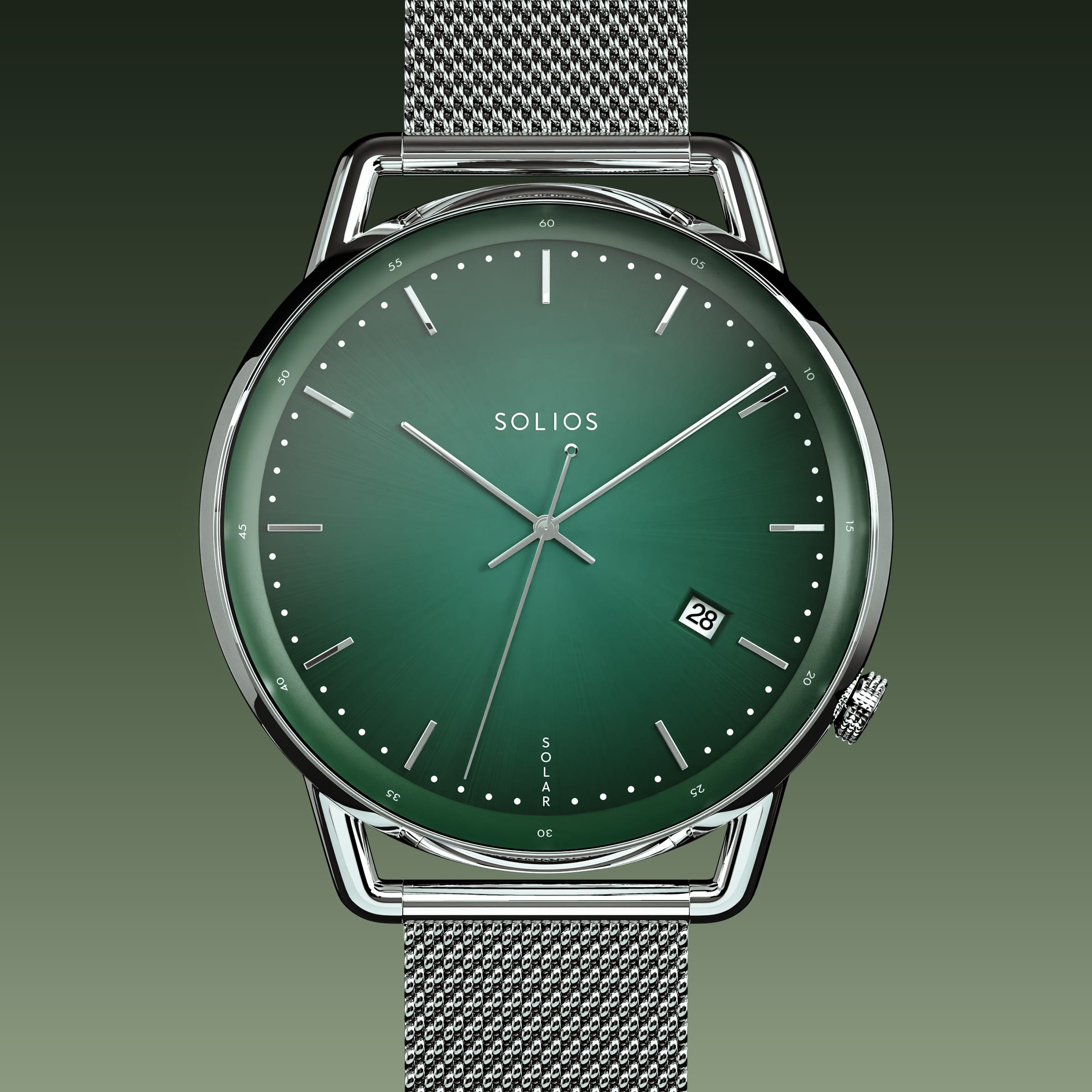 The Solar Curve | Green Dial - Silver Case
