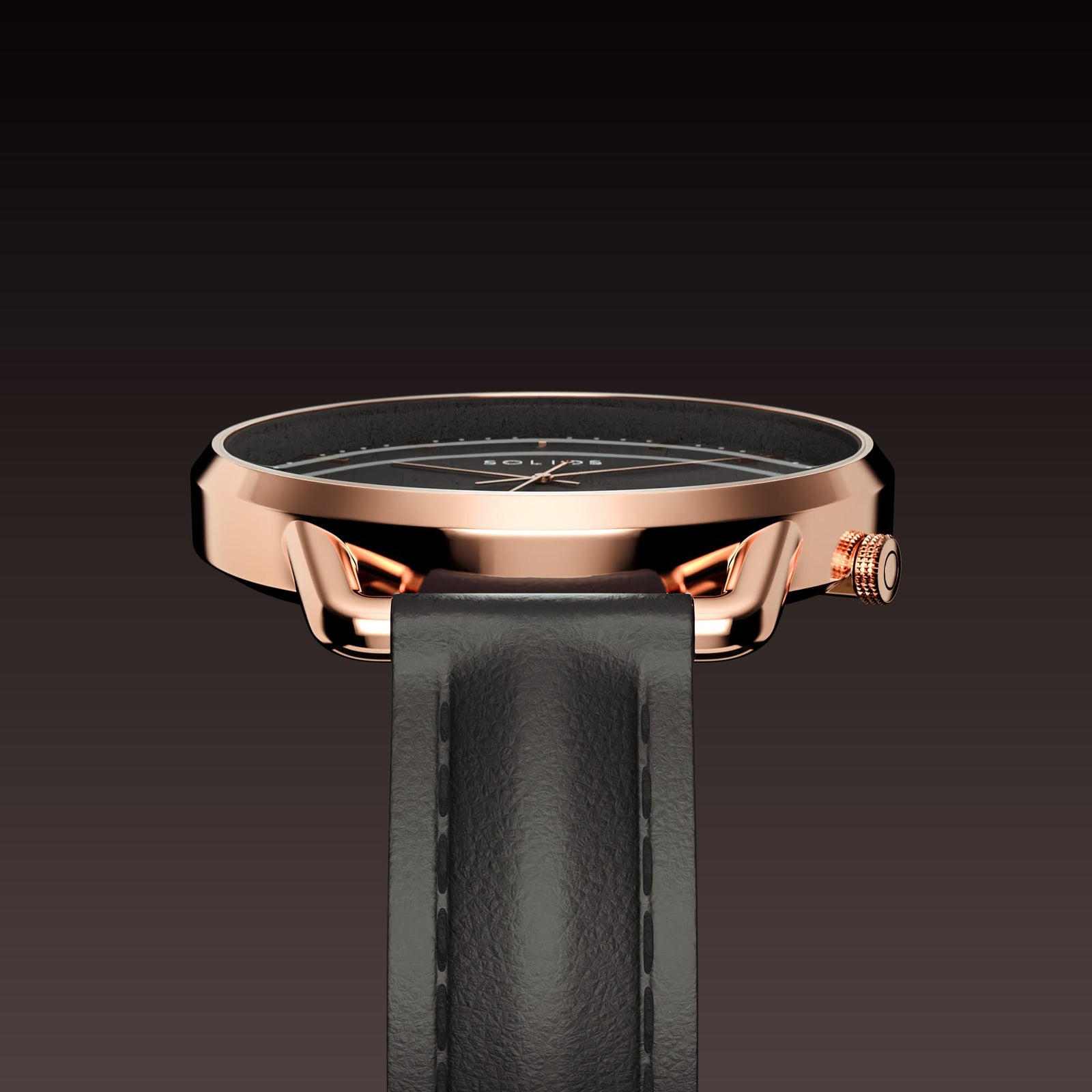 The Solar Curve Mini | Black Dial - Rose Gold Case