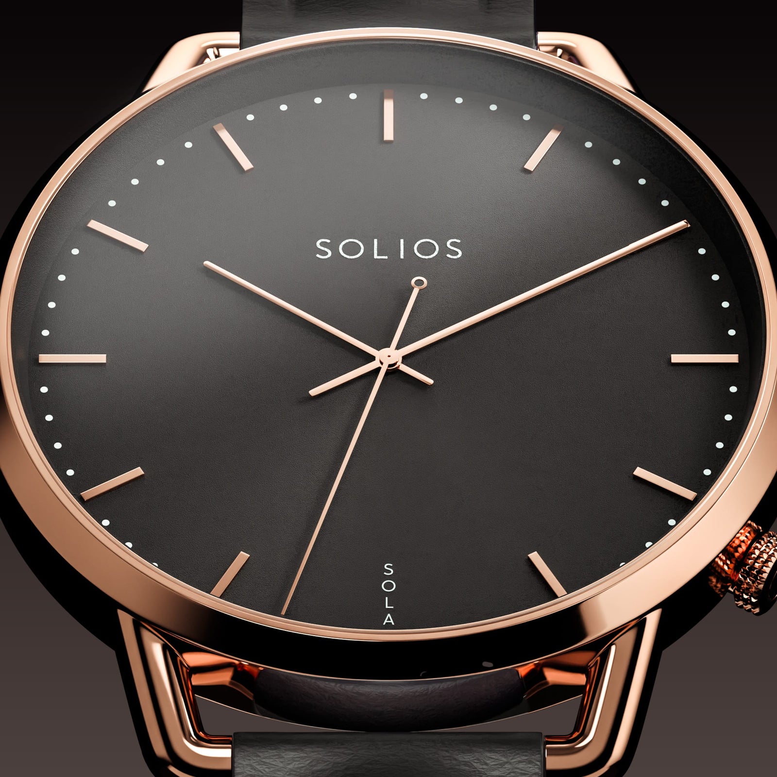The Solar Curve Mini | Black Dial - Rose Gold Case