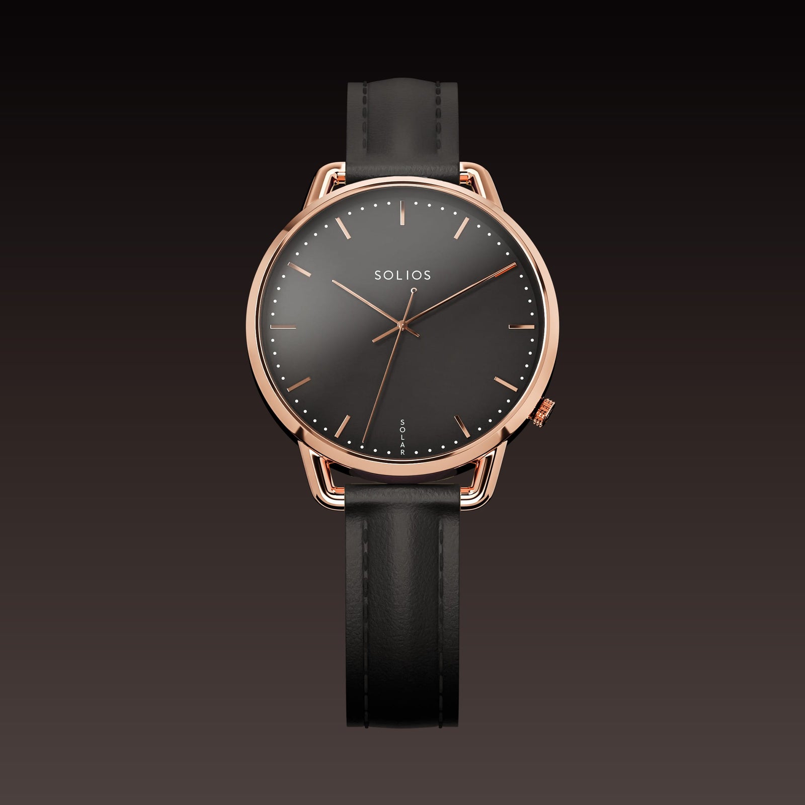 The Solar Curve Mini | Black Dial - Rose Gold Case