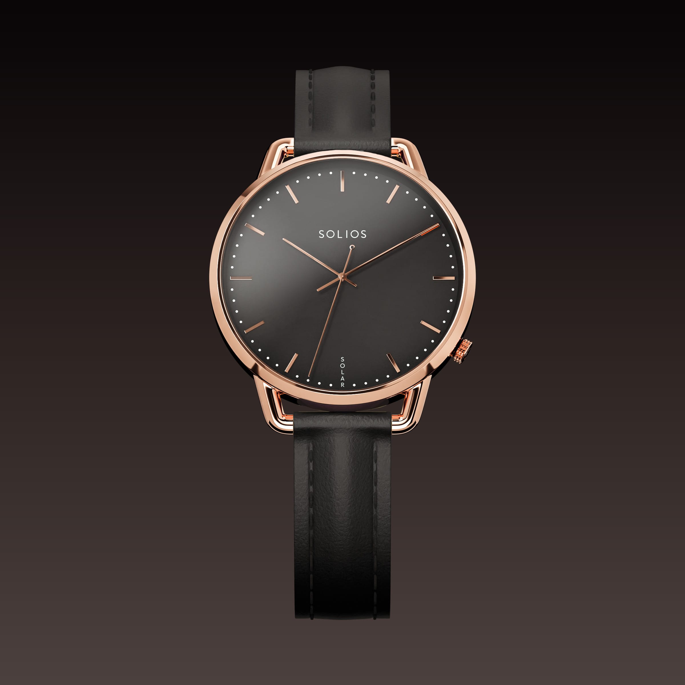 The Solar Curve Mini | Black Dial - Rose Gold Case