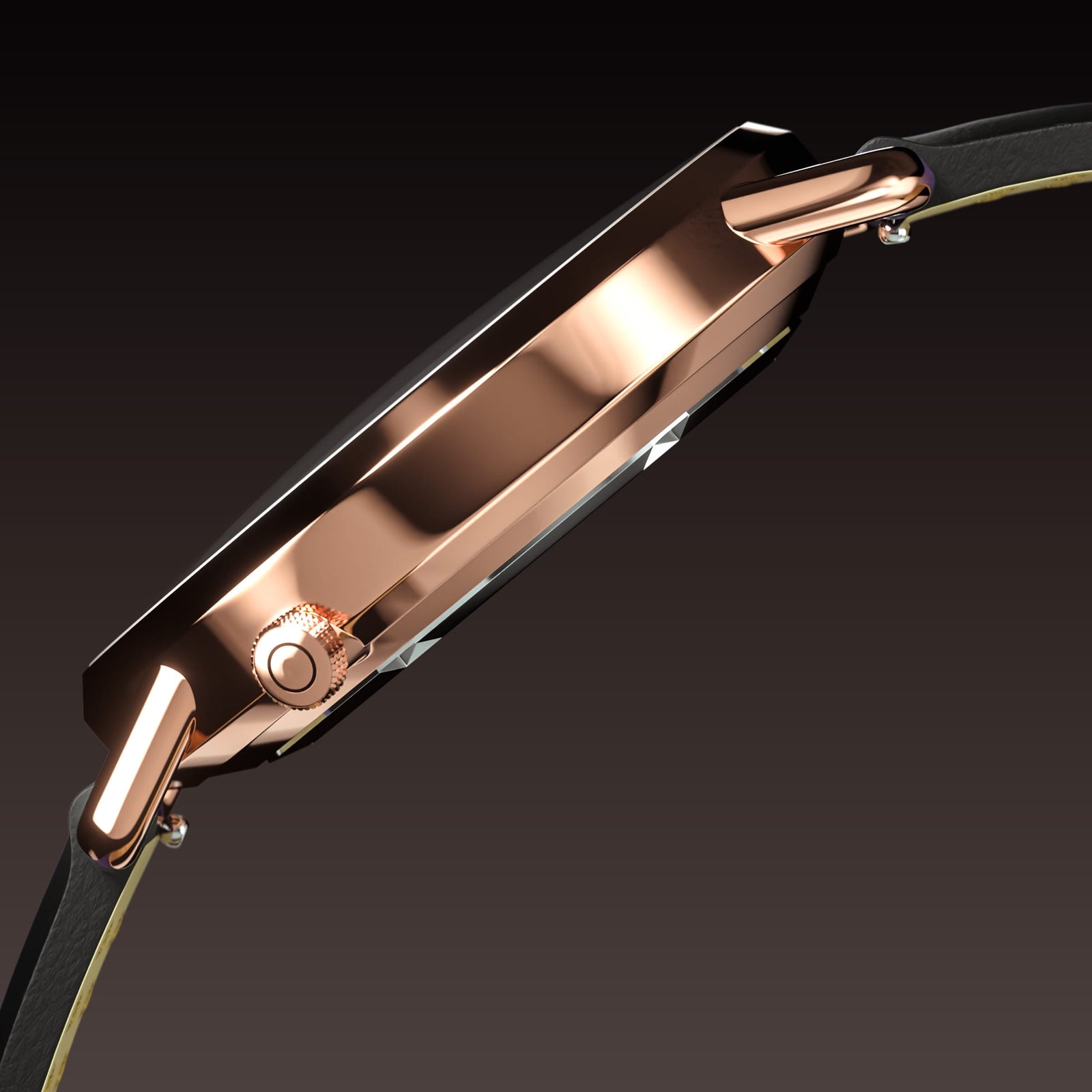 The Solar Curve Mini | Black Dial - Rose Gold Case
