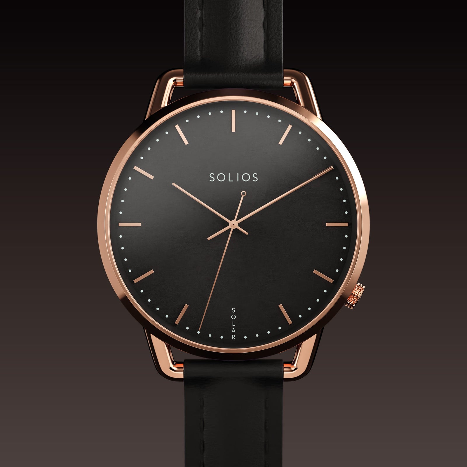 The Solar Curve Mini | Black Dial - Rose Gold Case