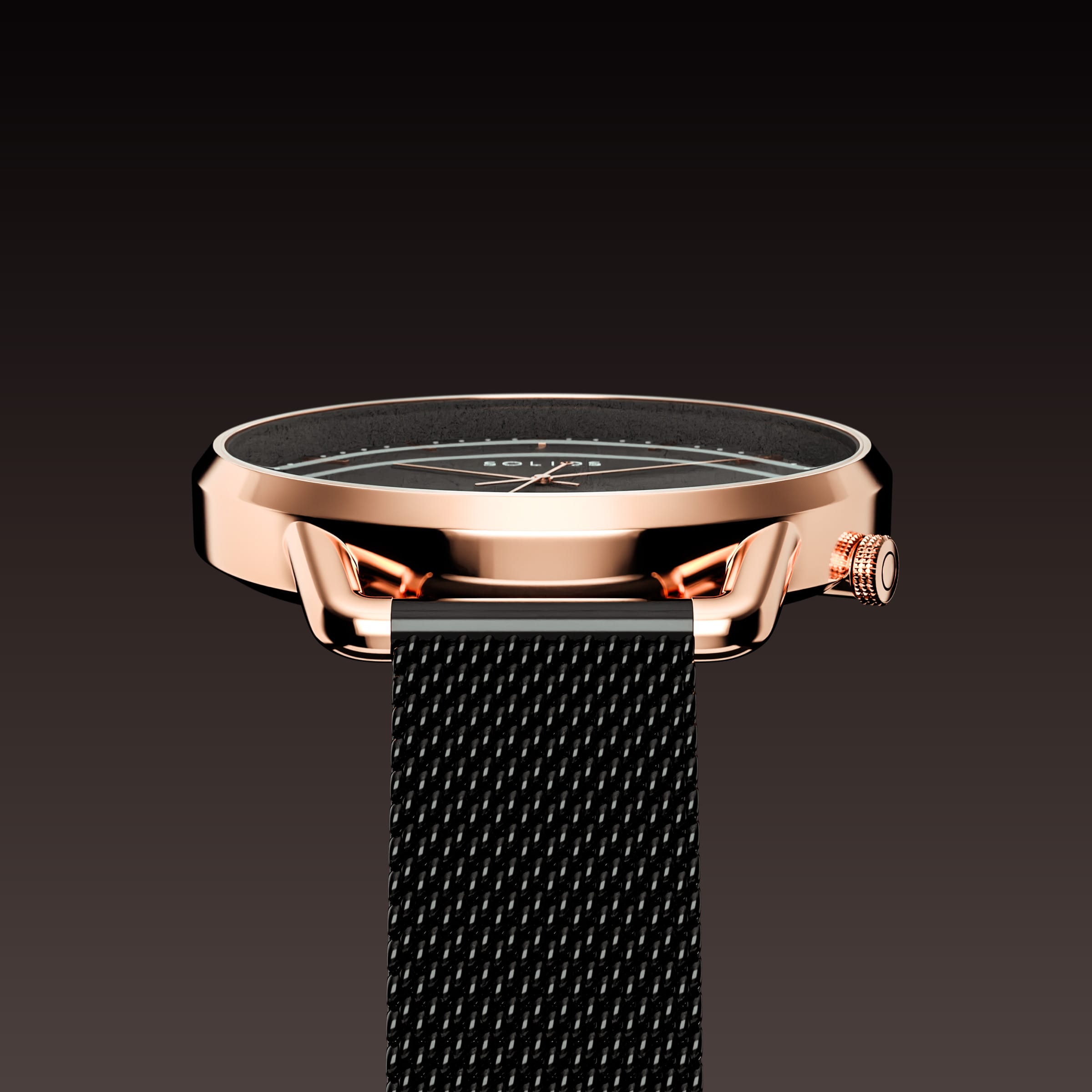 La Solar Curve Mini | Cadran Noir - Boîtier Or Rose