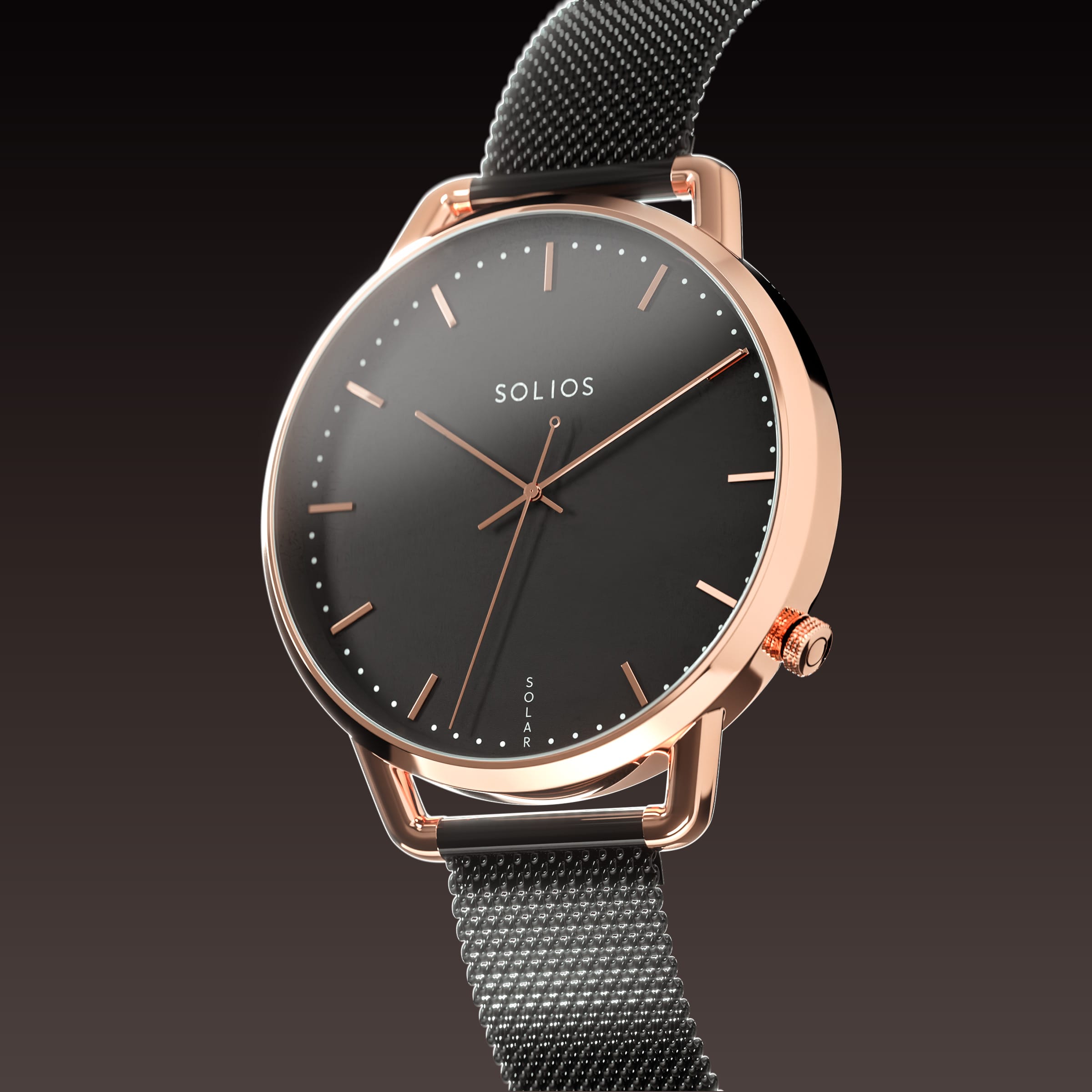 La Solar Curve Mini | Cadran Noir - Boîtier Or Rose