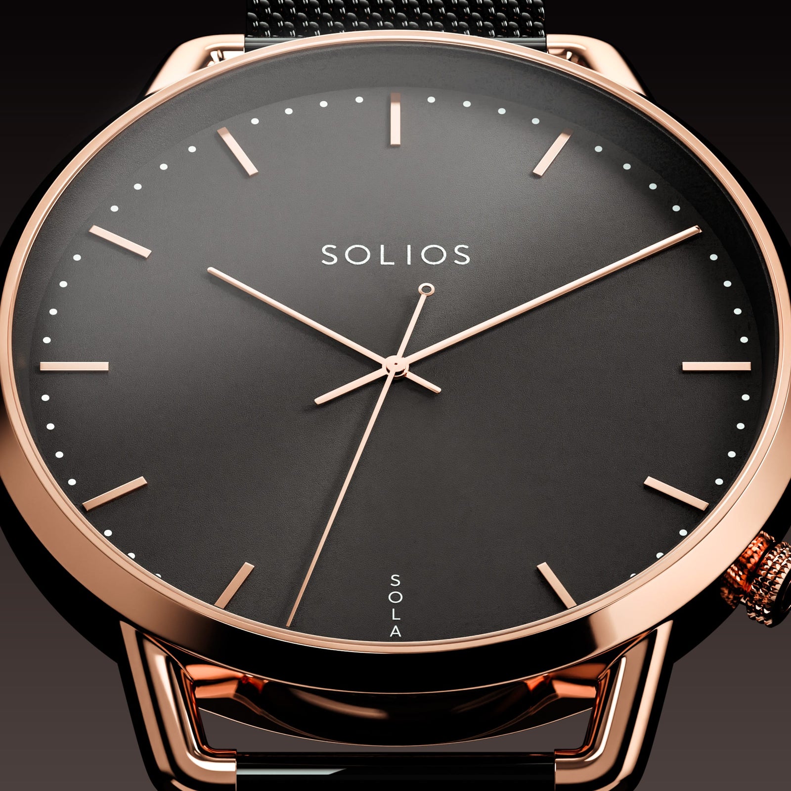 The Solar Curve Mini | Black Dial - Rose Gold Case
