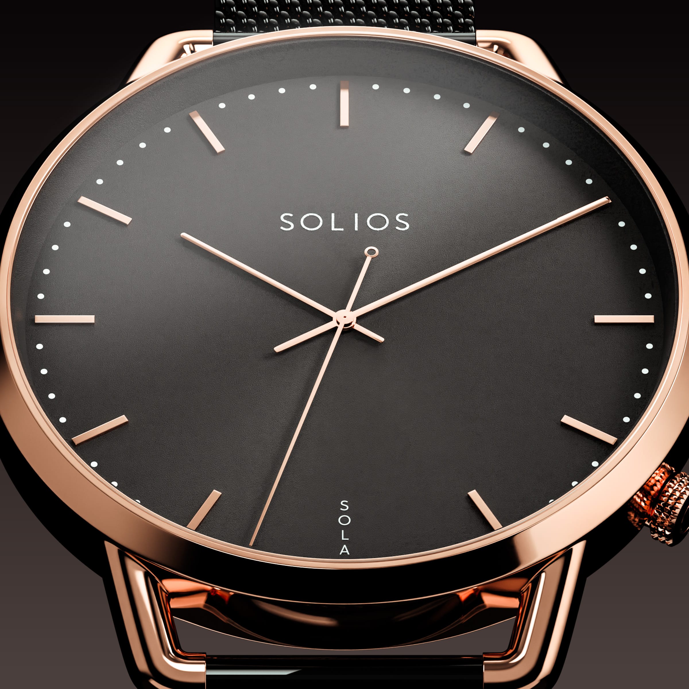 La Solar Curve Mini | Cadran Noir - Boîtier Or Rose