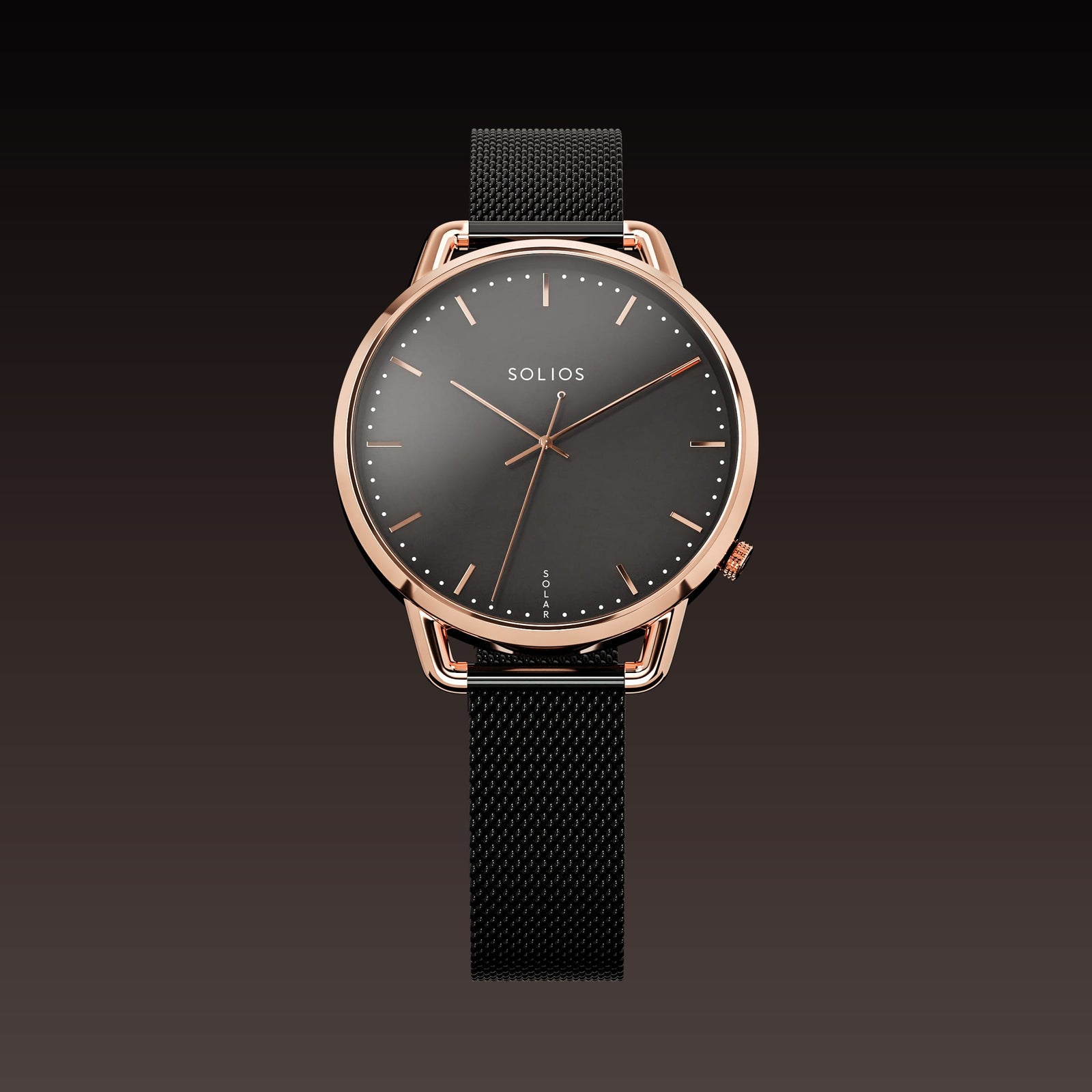 The Solar Curve Mini | Black Dial - Rose Gold Case