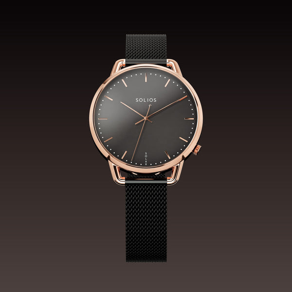 The Solar Curve Mini | Black Dial - Rose Gold Case