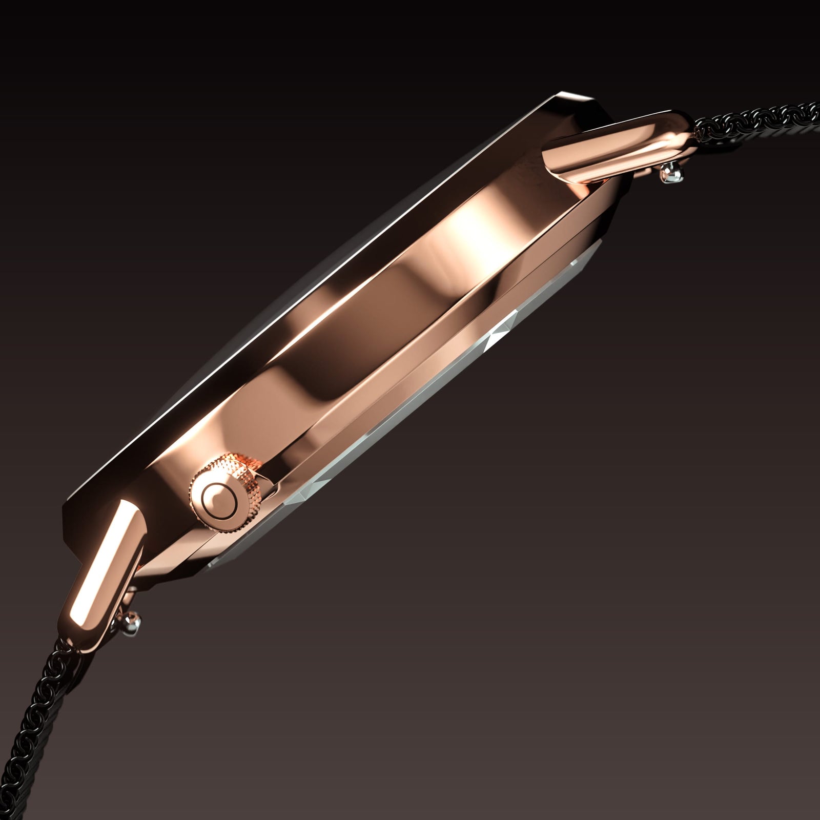 The Solar Curve Mini | Black Dial - Rose Gold Case