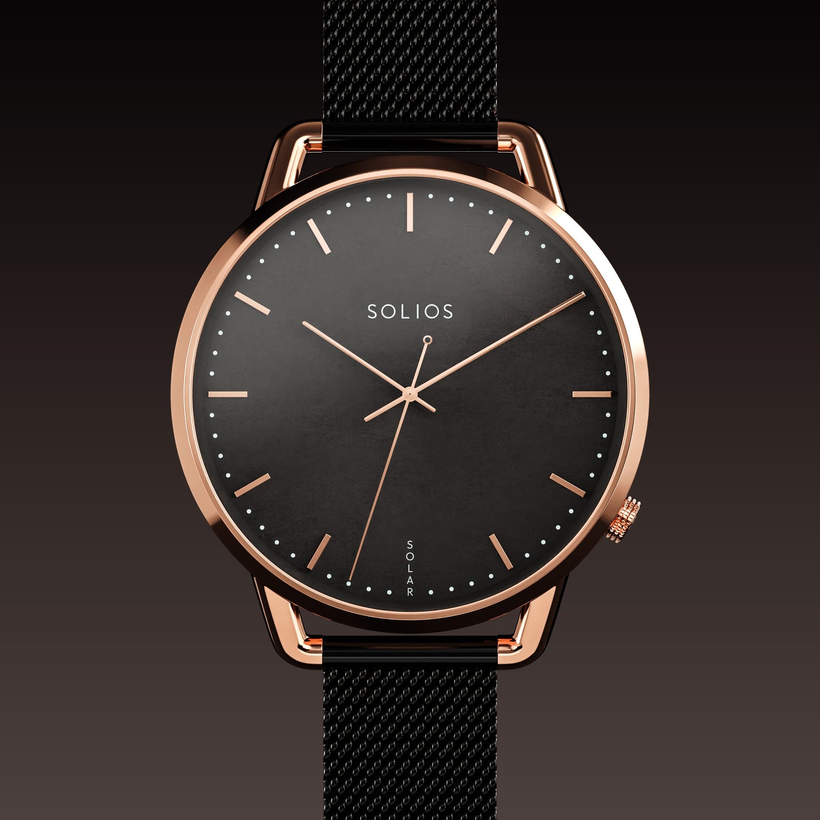 The Solar Curve Mini | Black Dial - Rose Gold Case