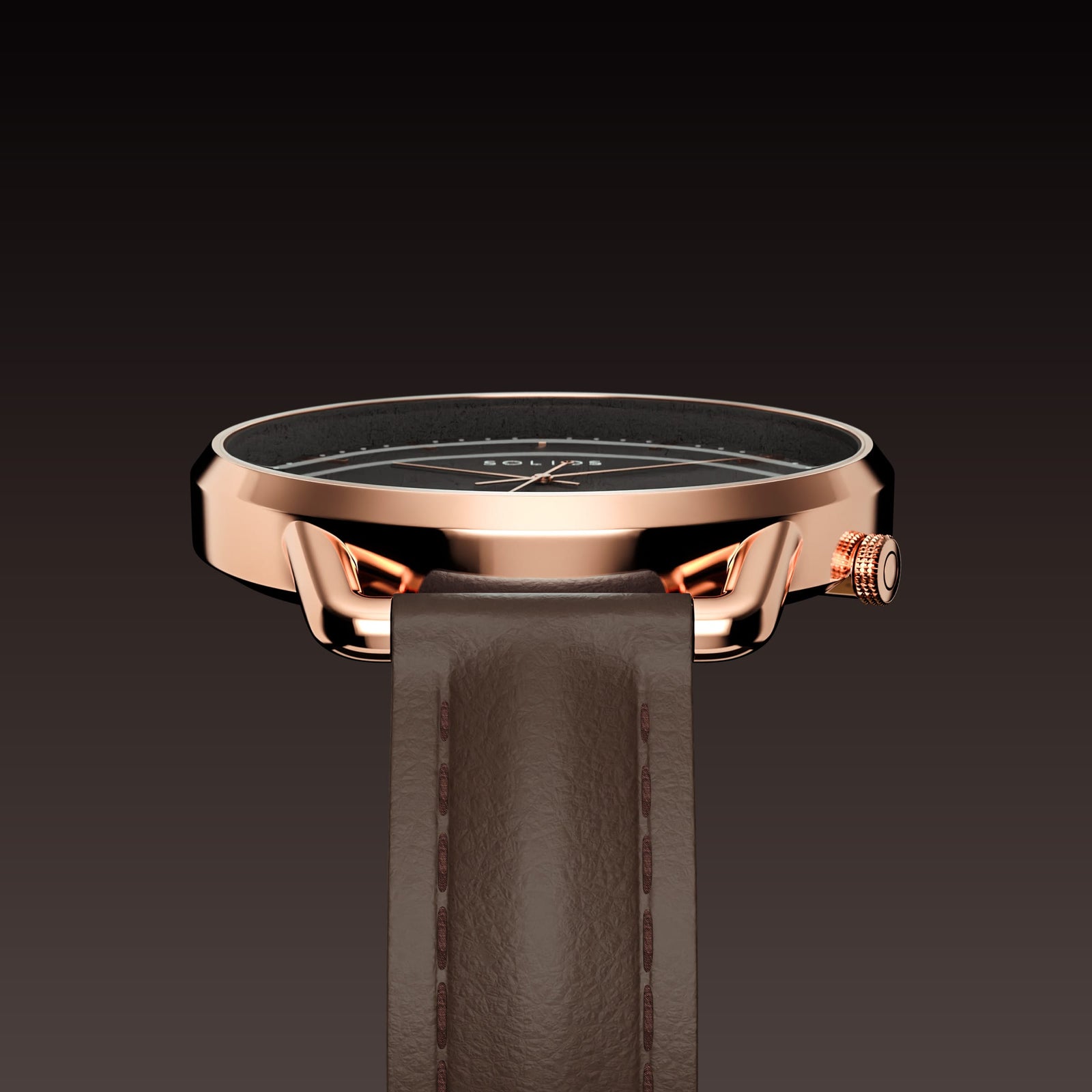 The Solar Curve Mini | Black Dial - Rose Gold Case