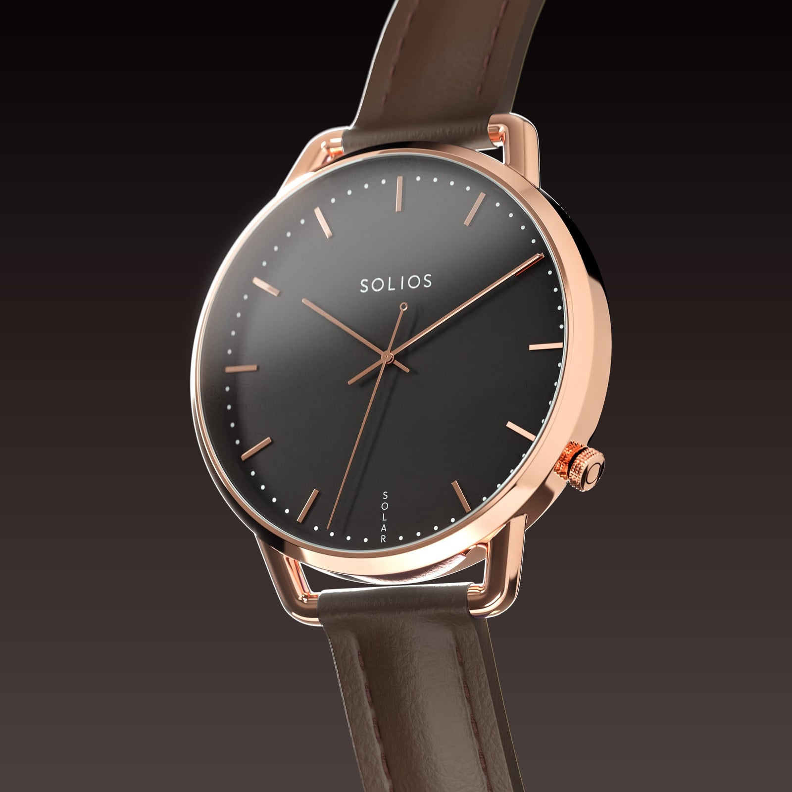 The Solar Curve Mini | Black Dial - Rose Gold Case