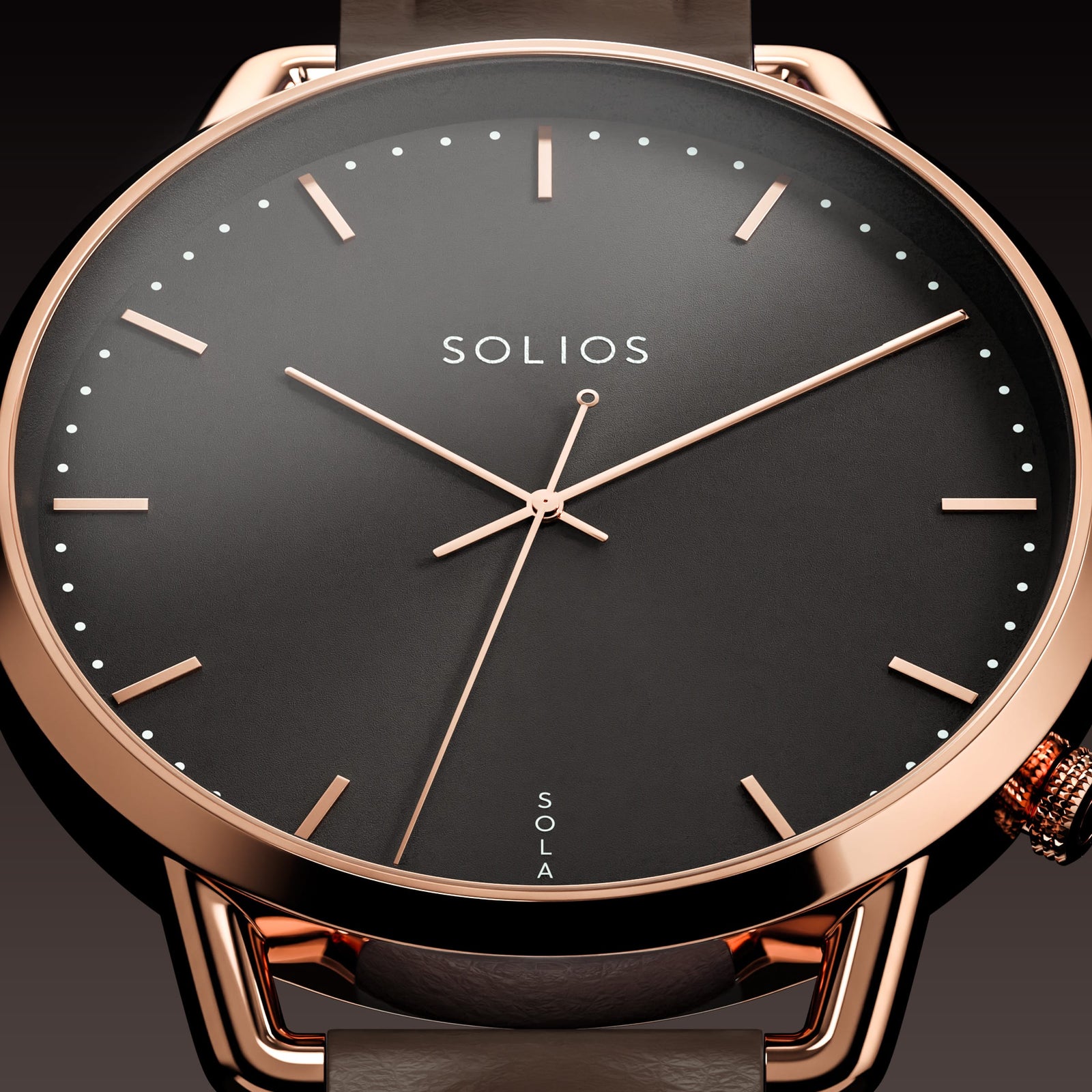 The Solar Curve Mini | Black Dial - Rose Gold Case
