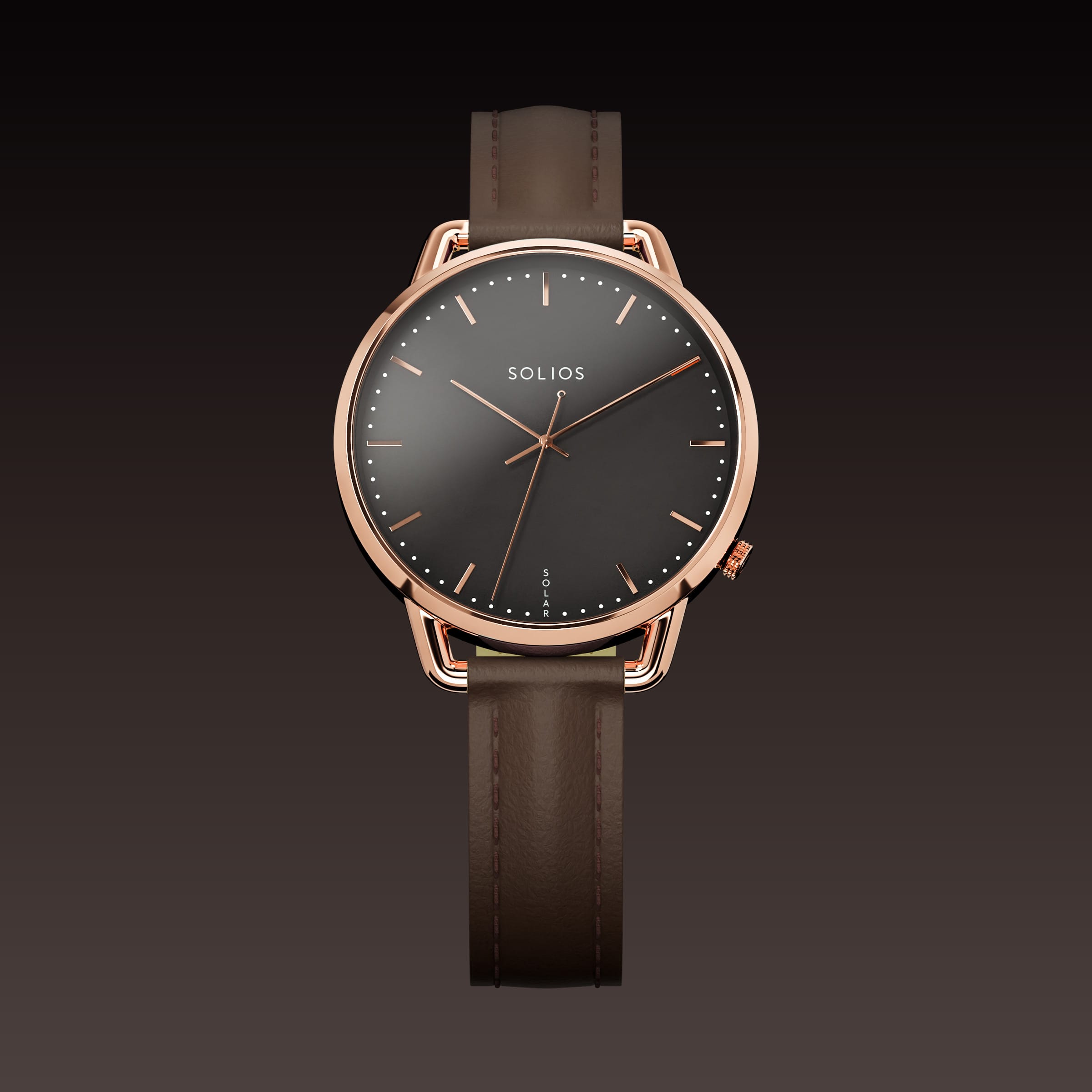 The Solar Curve Mini | Black Dial - Rose Gold Case