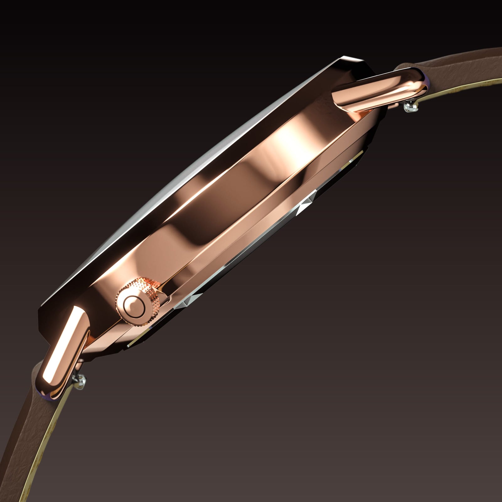 The Solar Curve Mini | Black Dial - Rose Gold Case