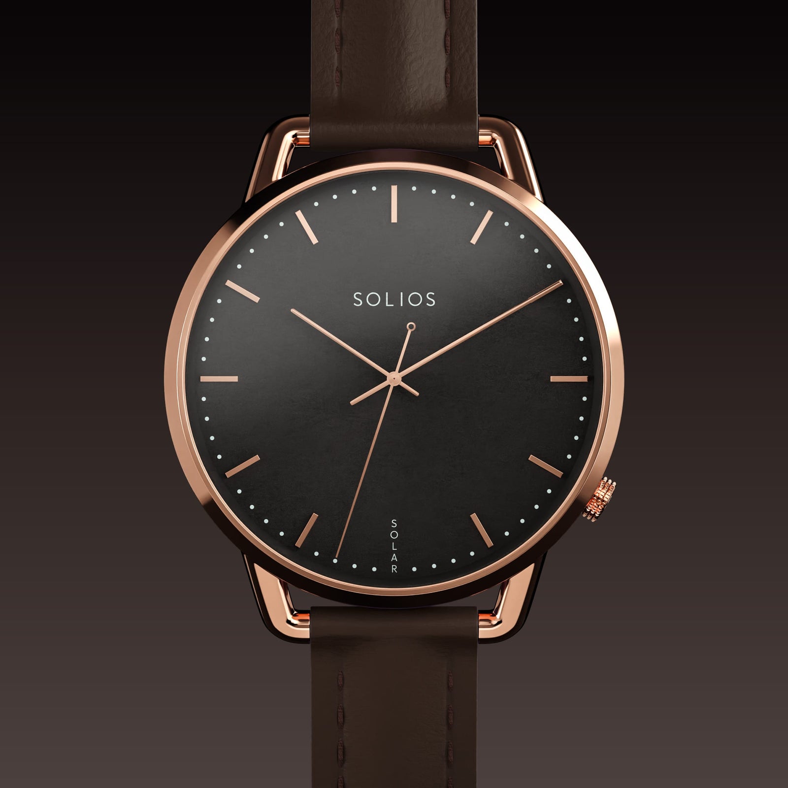 The Solar Curve Mini | Black Dial - Rose Gold Case