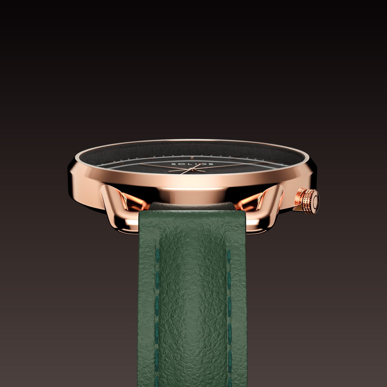 The Solar Curve Mini | Black Dial - Rose Gold Case