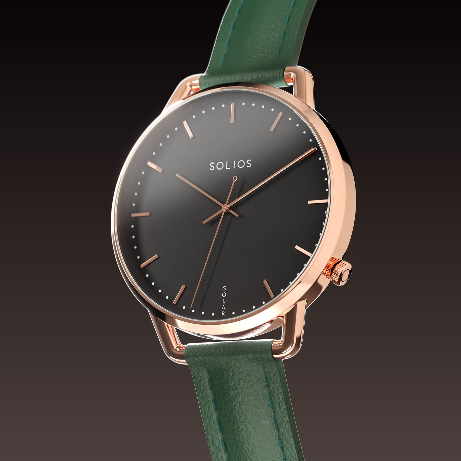 The Solar Curve Mini | Black Dial - Rose Gold Case