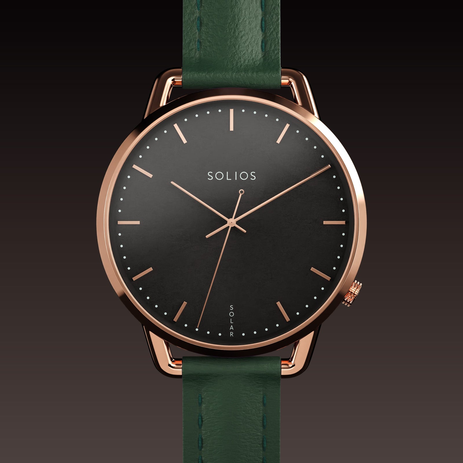 The Solar Curve Mini | Black Dial - Rose Gold Case