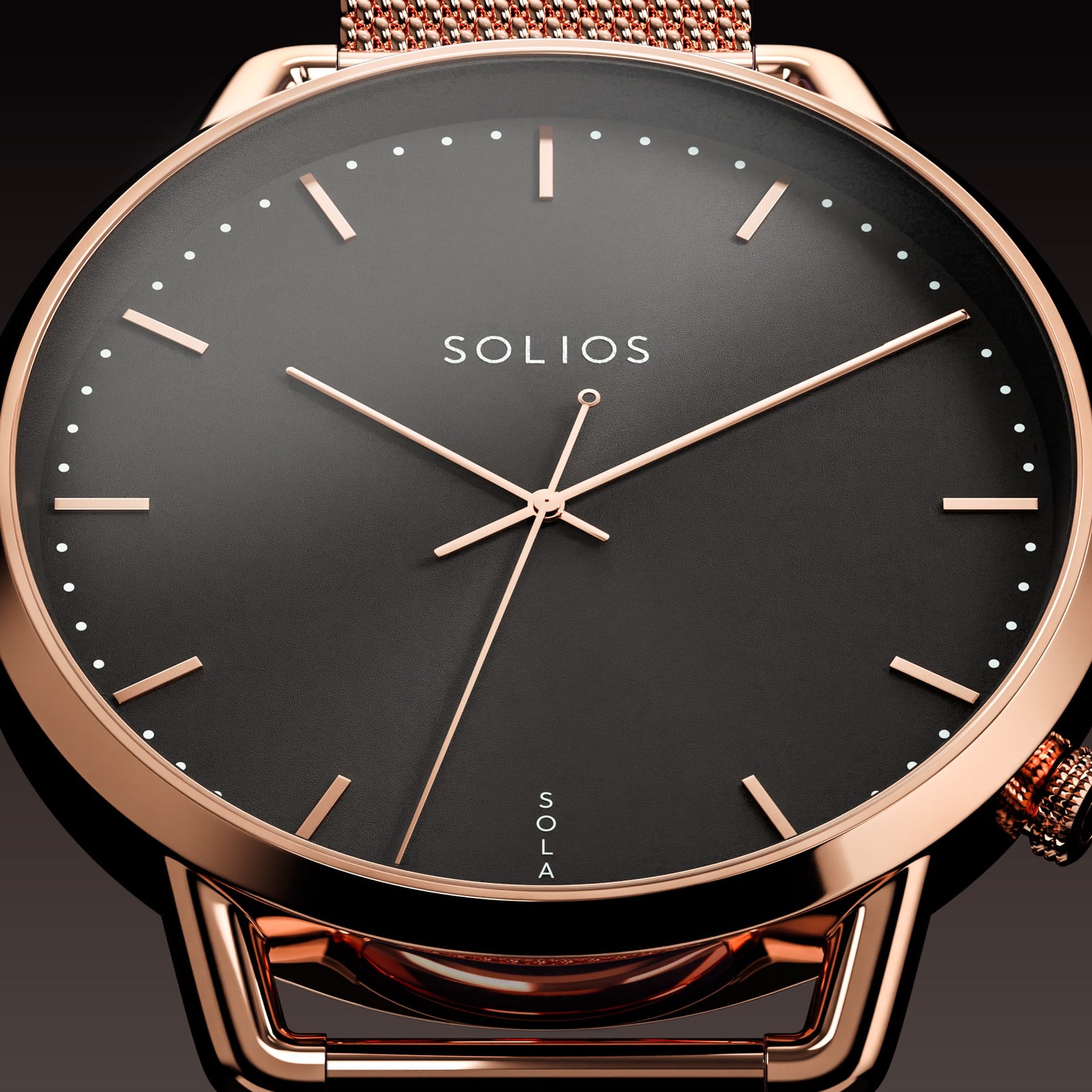 The Solar Curve Mini | Black Dial - Rose Gold Case