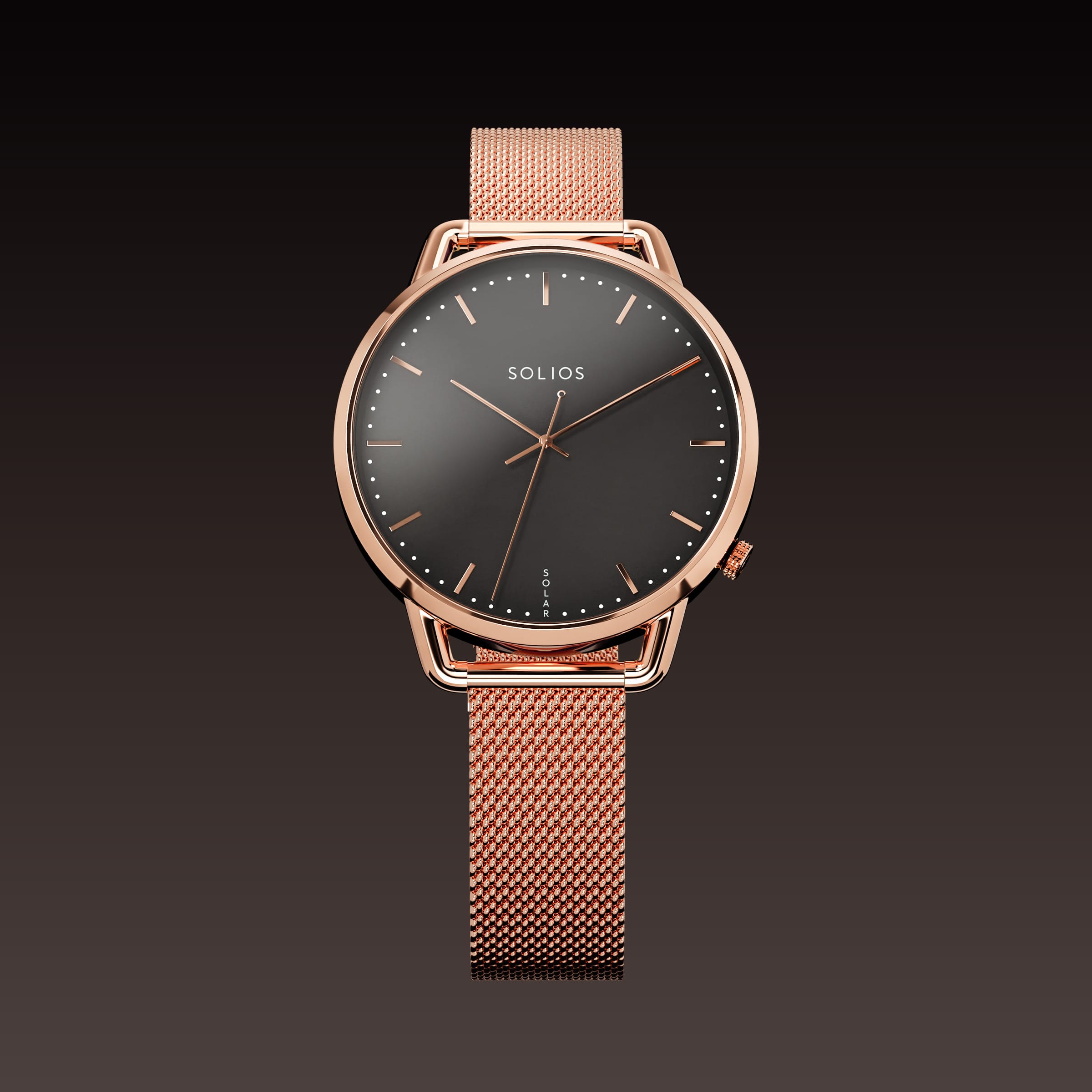 The Solar Curve Mini | Black Dial - Rose Gold Case