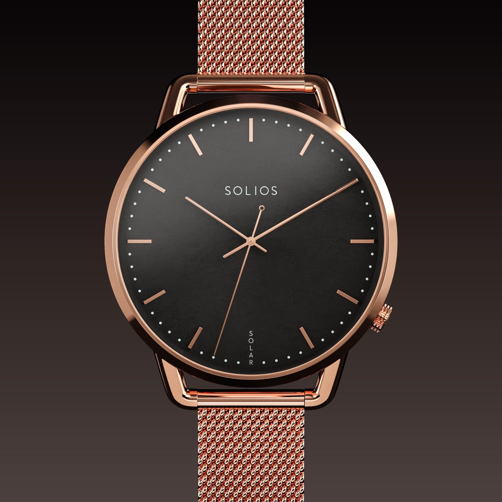 The Solar Curve Mini | Black Dial - Rose Gold Case