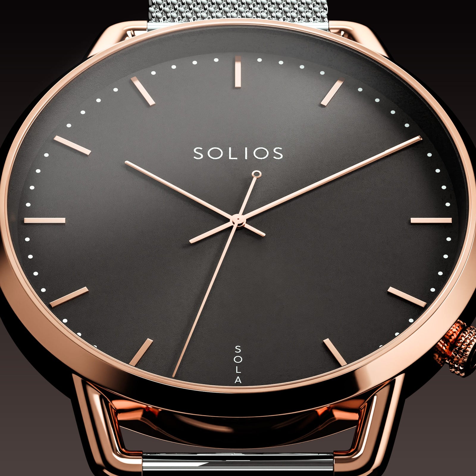 The Solar Curve Mini | Black Dial - Rose Gold Case