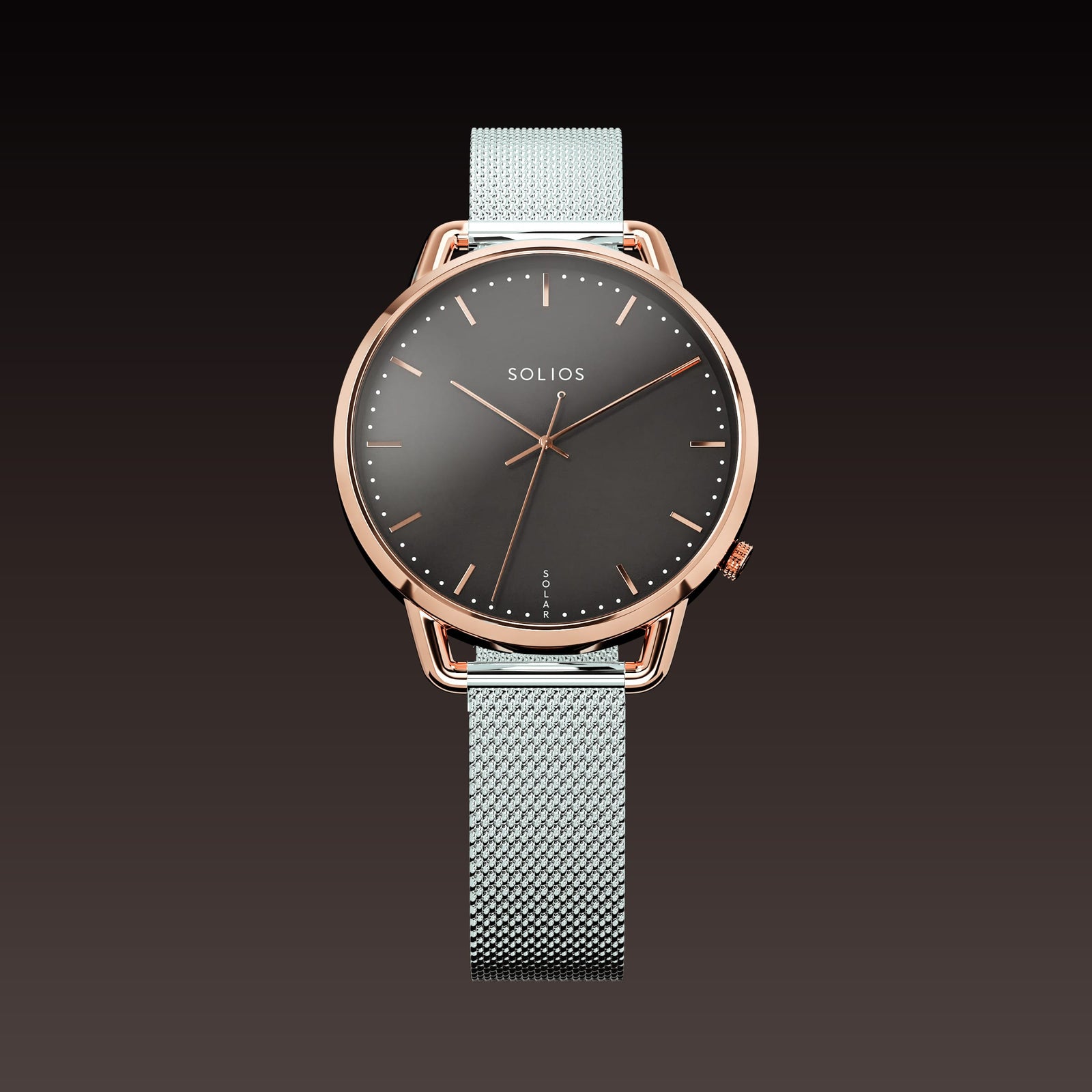 The Solar Curve Mini | Black Dial - Rose Gold Case