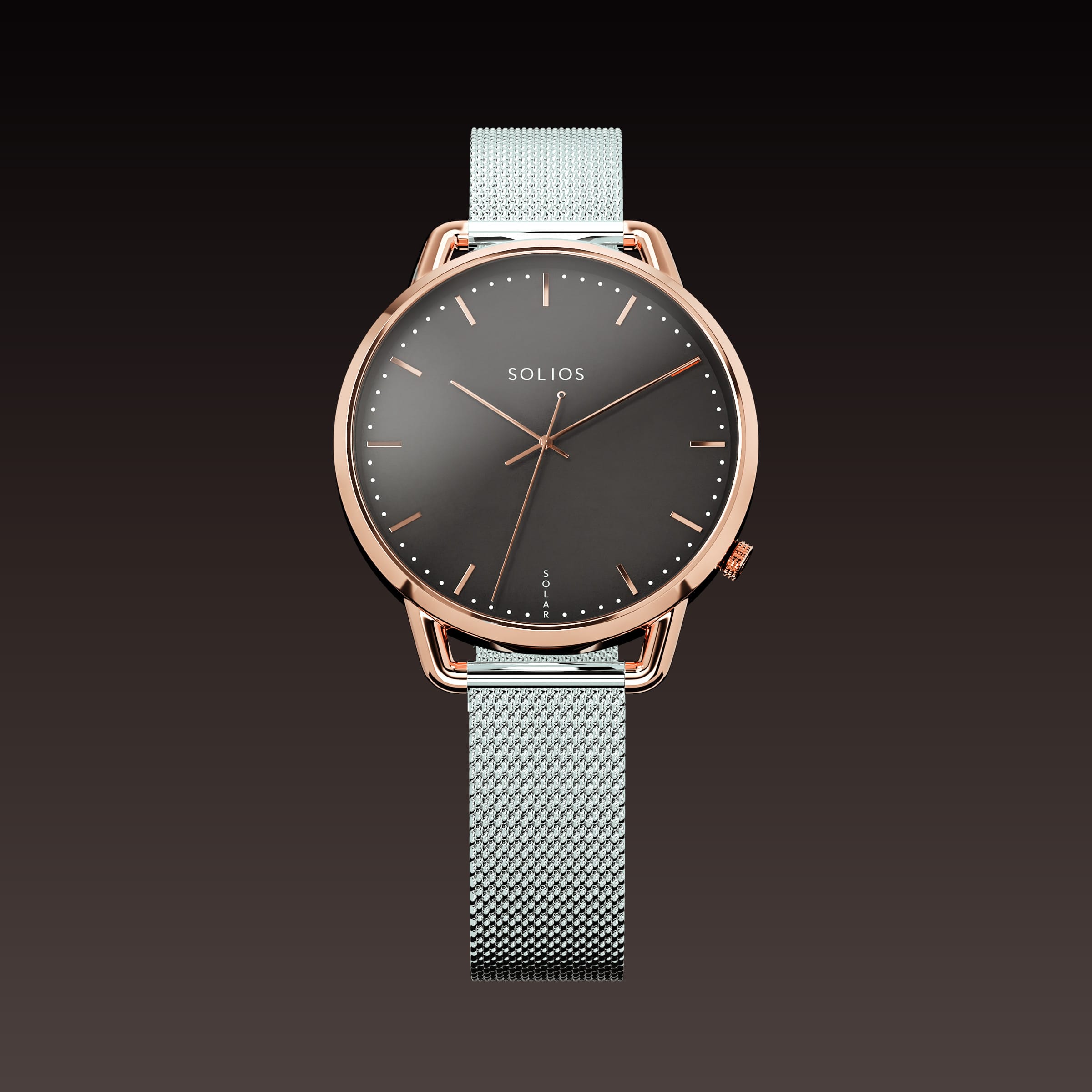 The Solar Curve Mini | Black Dial - Rose Gold Case
