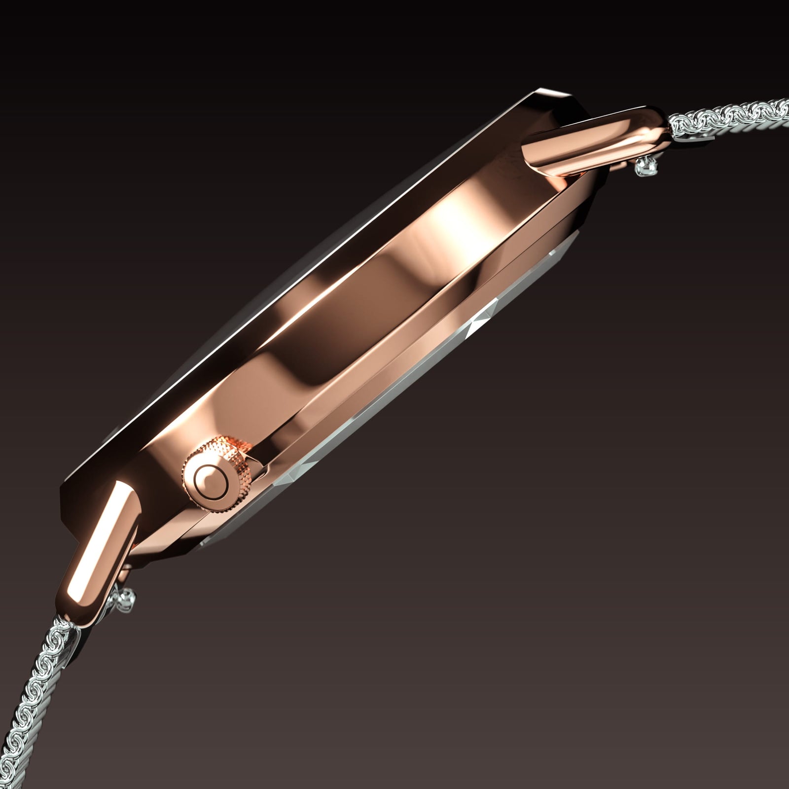 The Solar Curve Mini | Black Dial - Rose Gold Case