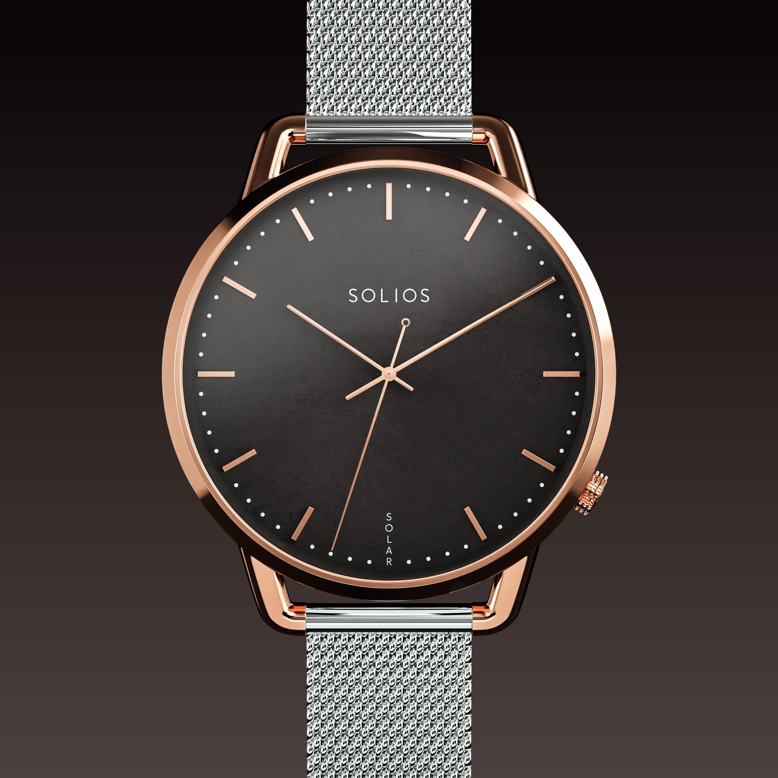 The Solar Curve Mini | Black Dial - Rose Gold Case