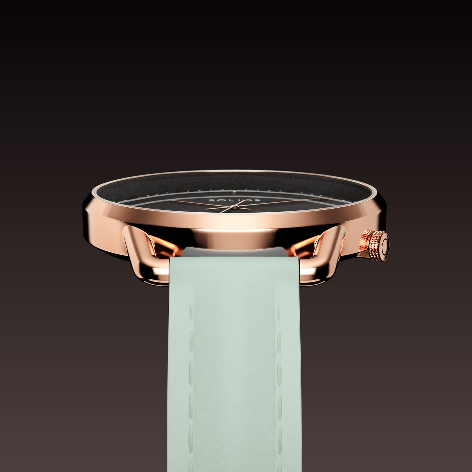 The Solar Curve Mini | Black Dial - Rose Gold Case