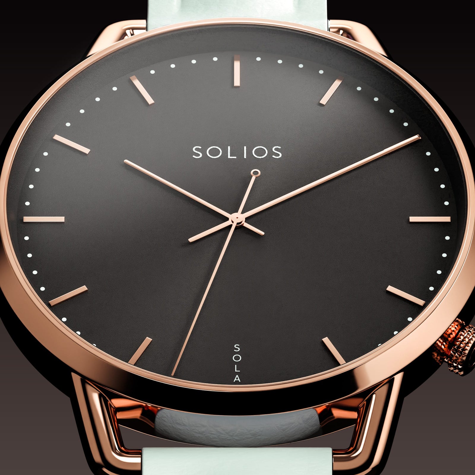 The Solar Curve Mini | Black Dial - Rose Gold Case