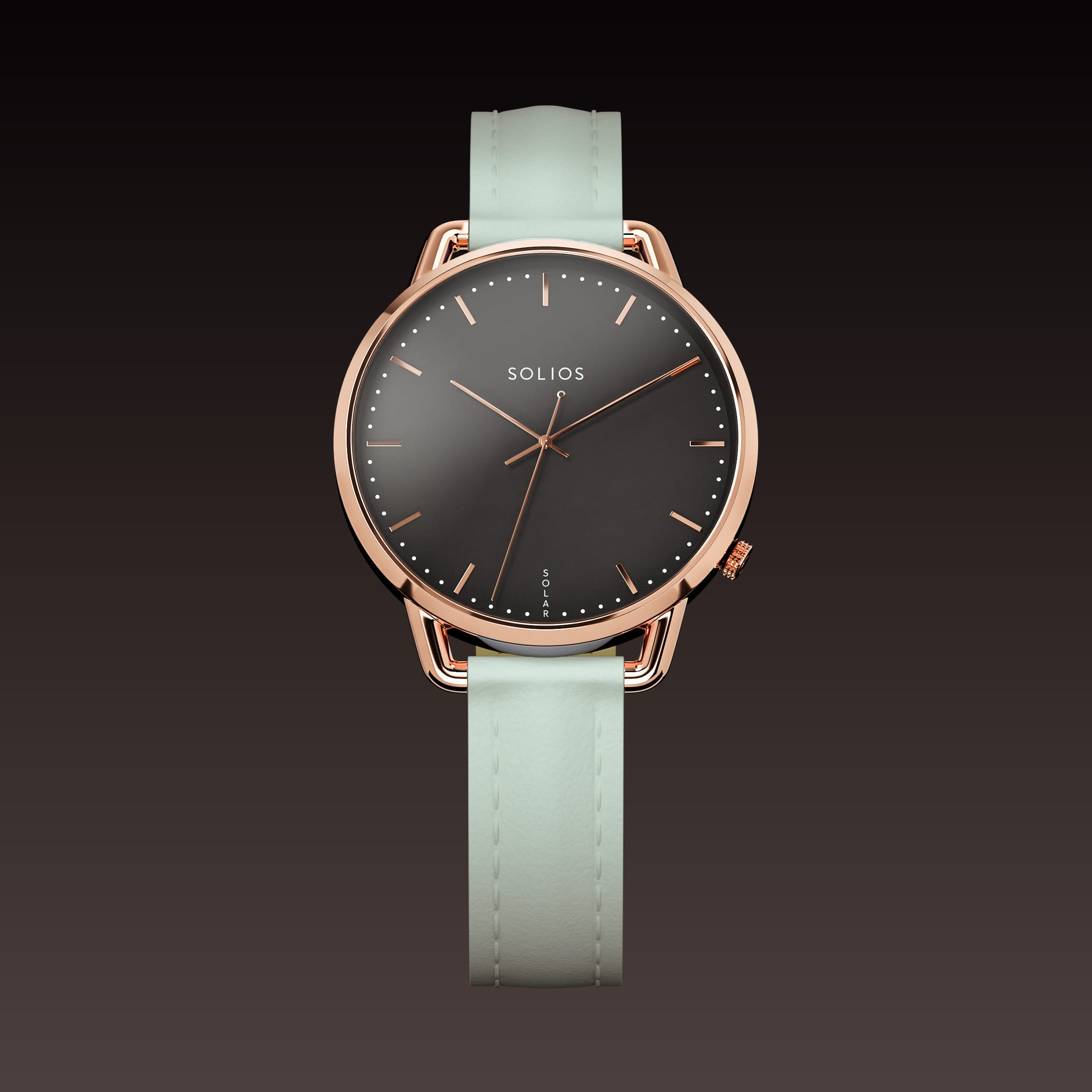 The Solar Curve Mini | Black Dial - Rose Gold Case