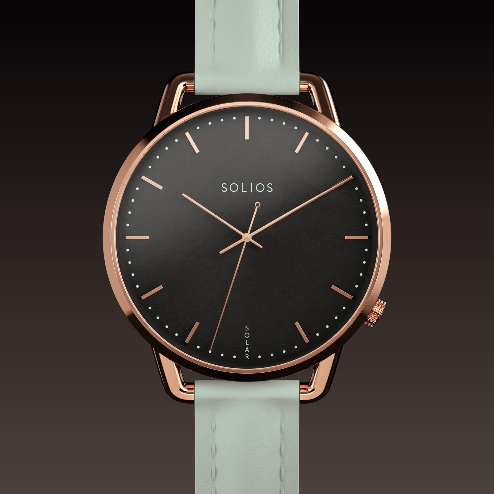 The Solar Curve Mini | Black Dial - Rose Gold Case