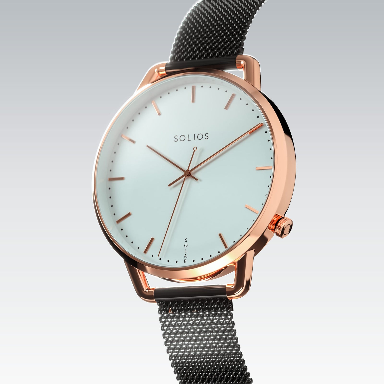 The Solar Curve Mini | White Dial - Rose Gold Case