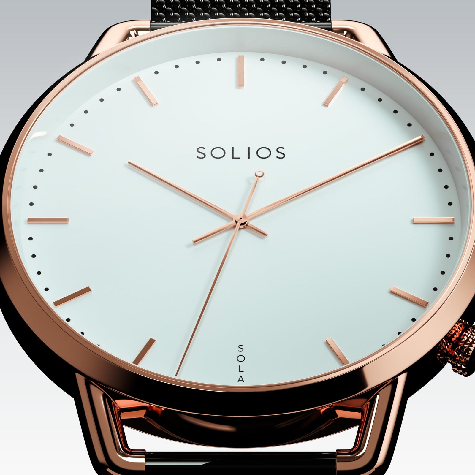 The Solar Curve Mini | White Dial - Rose Gold Case