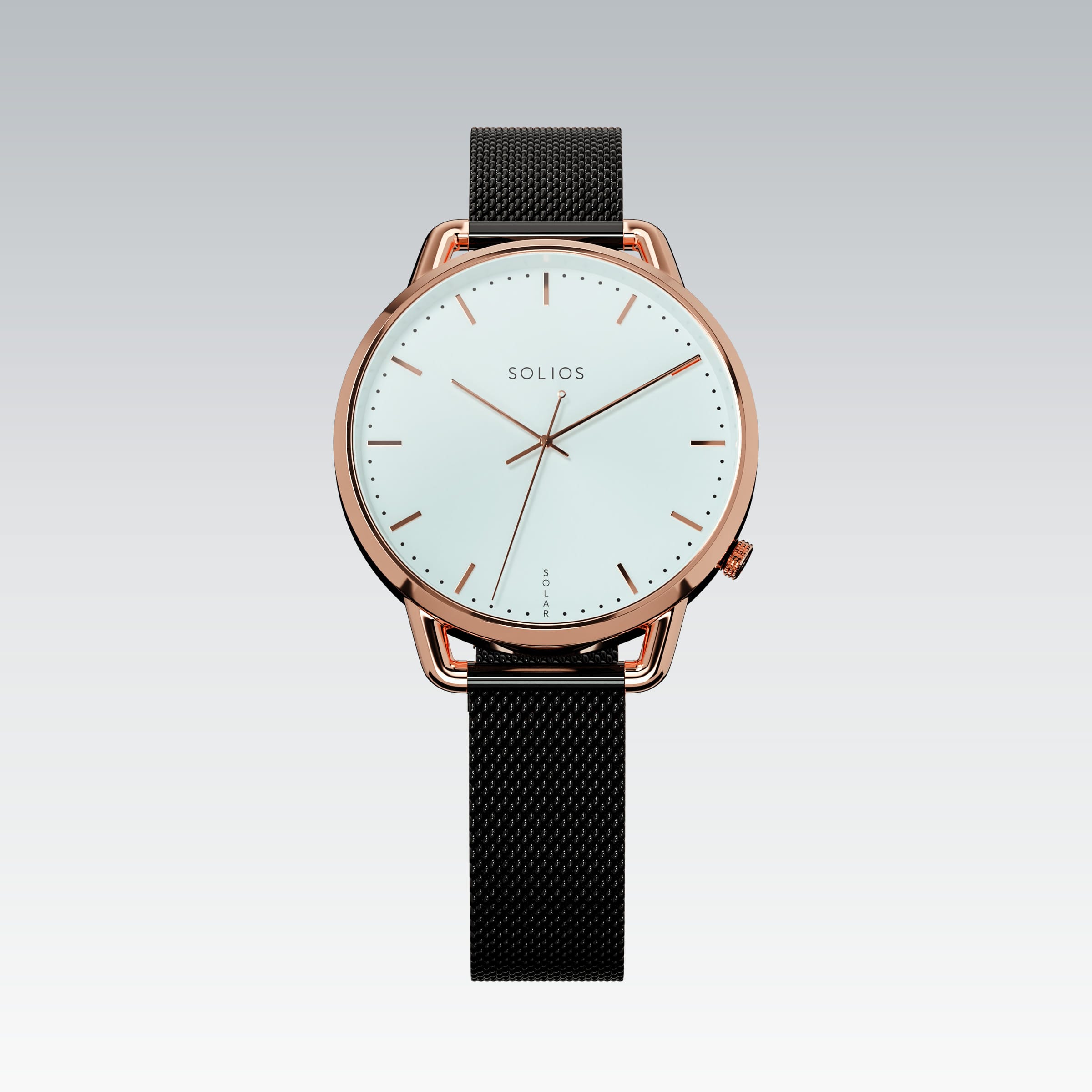 The Solar Curve Mini | White Dial - Rose Gold Case