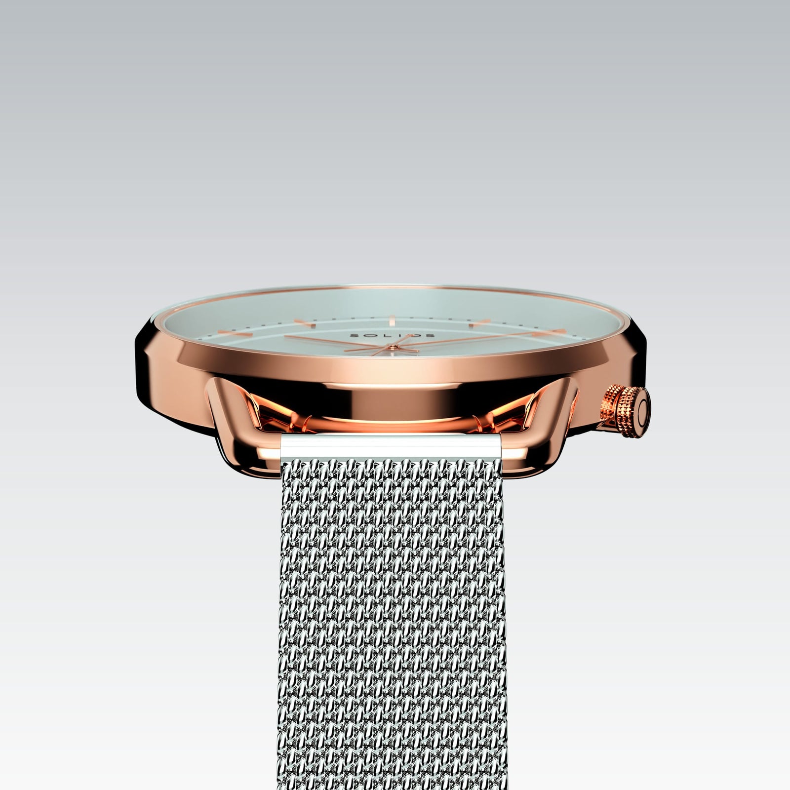 The Solar Curve Mini | White Dial - Rose Gold Case