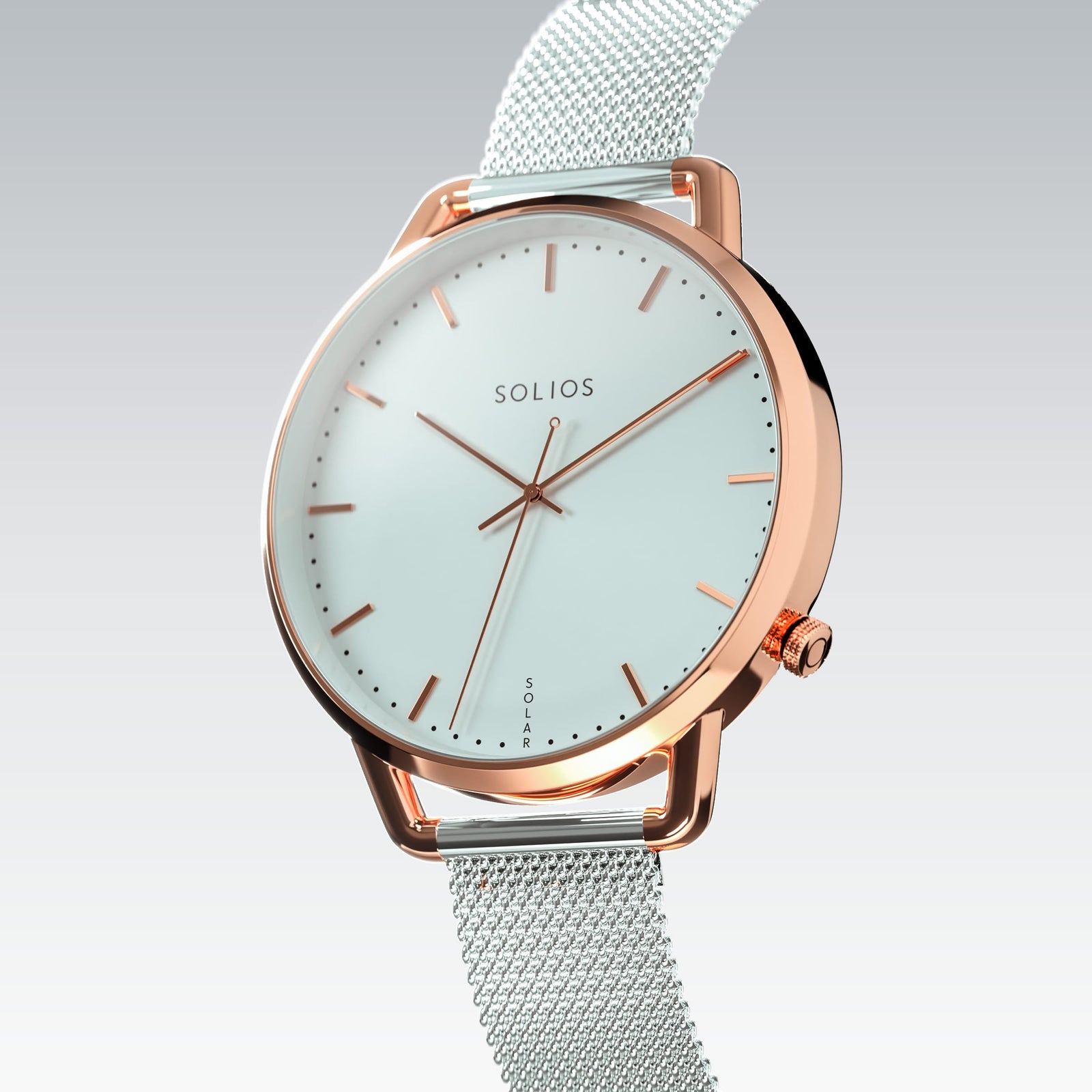 The Solar Curve Mini | White Dial - Rose Gold Case