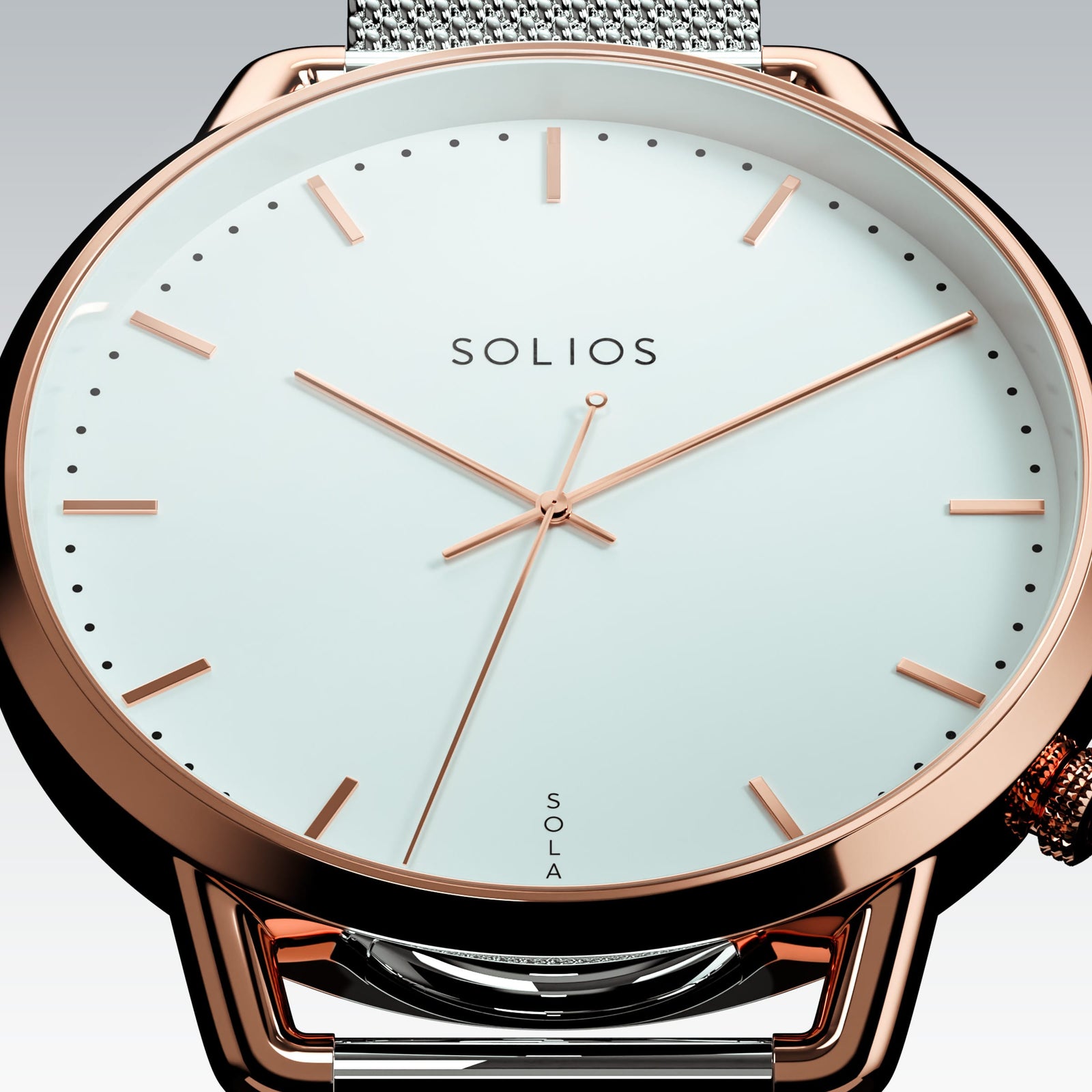 The Solar Curve Mini | White Dial - Rose Gold Case