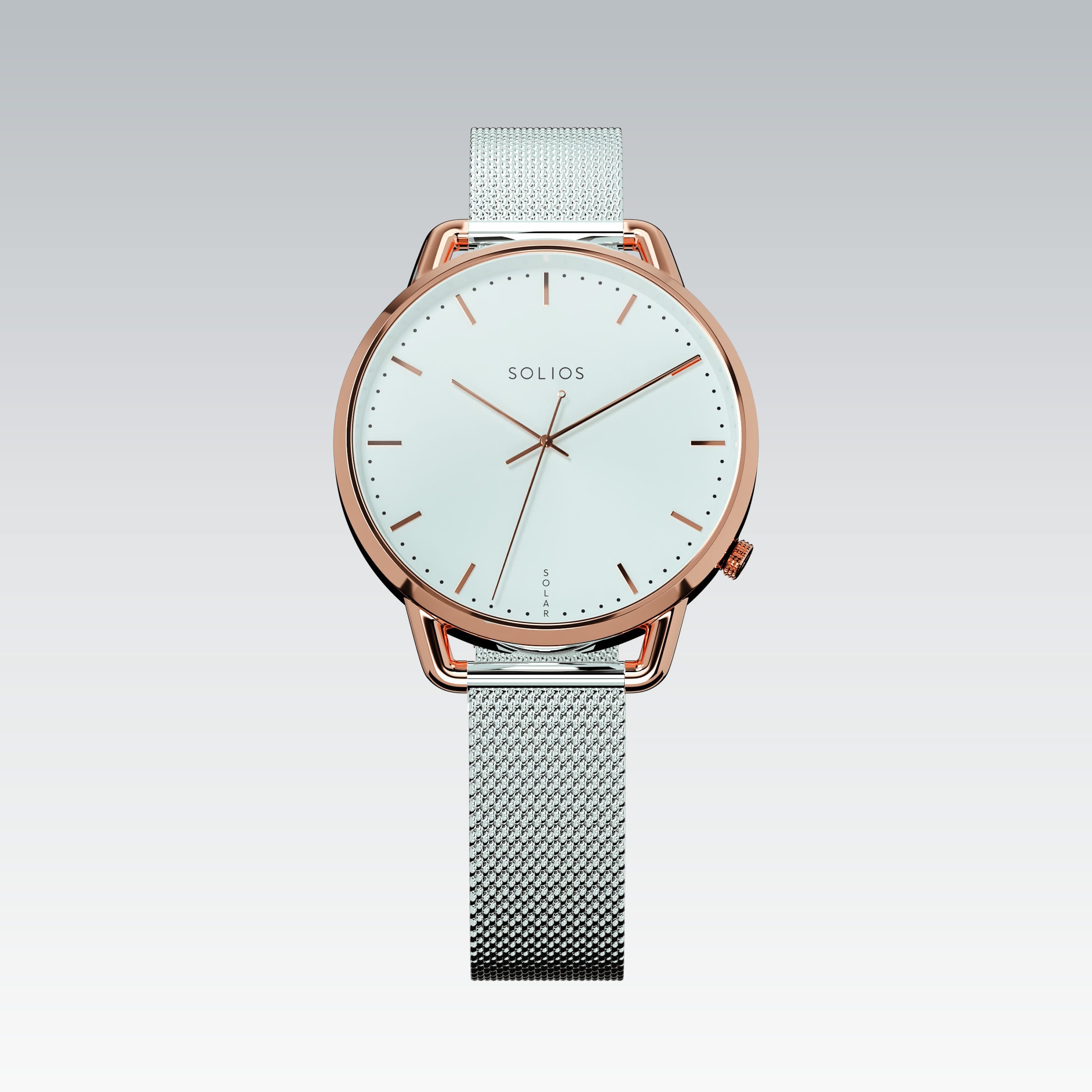 The Solar Curve Mini | White Dial - Rose Gold Case