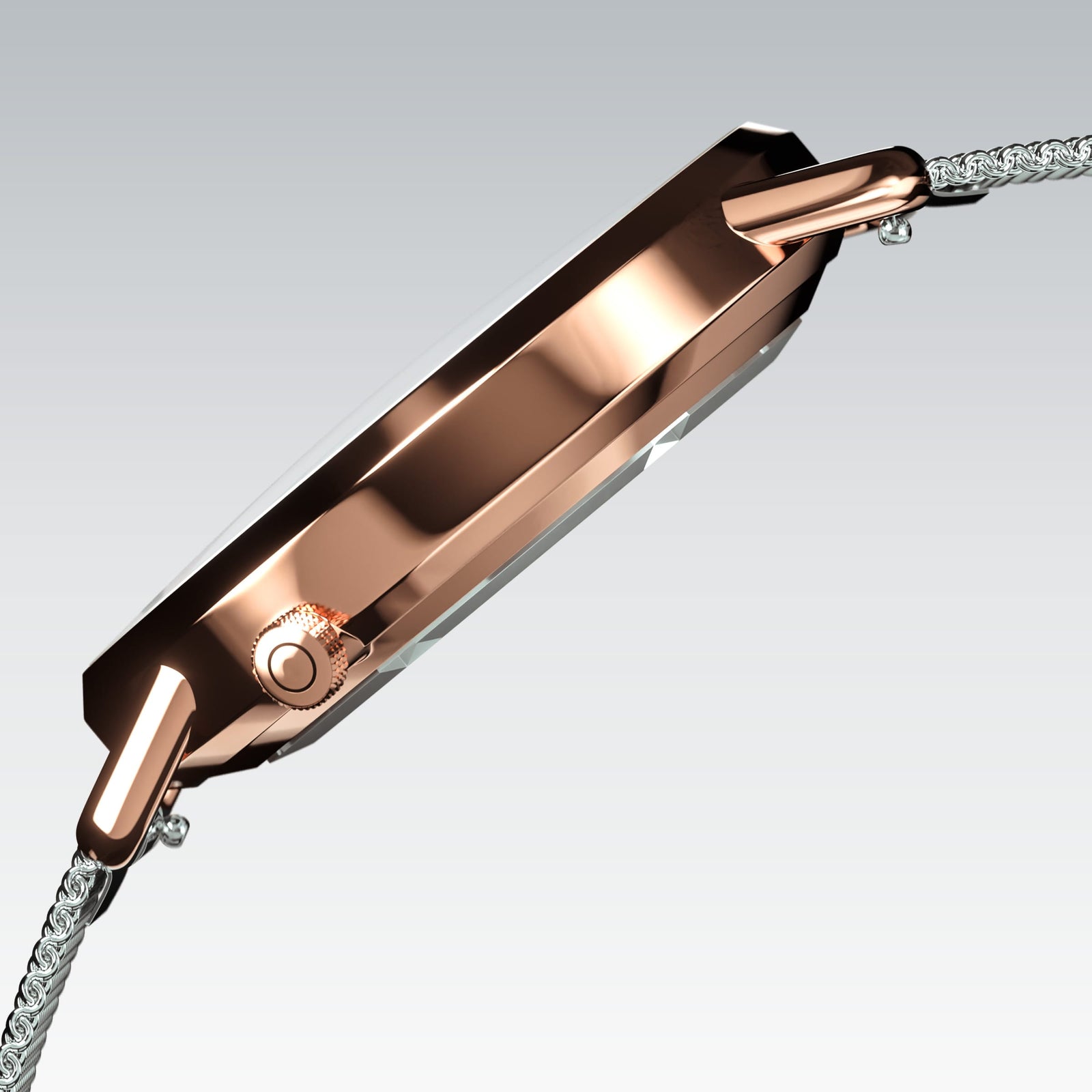 The Solar Curve Mini | White Dial - Rose Gold Case
