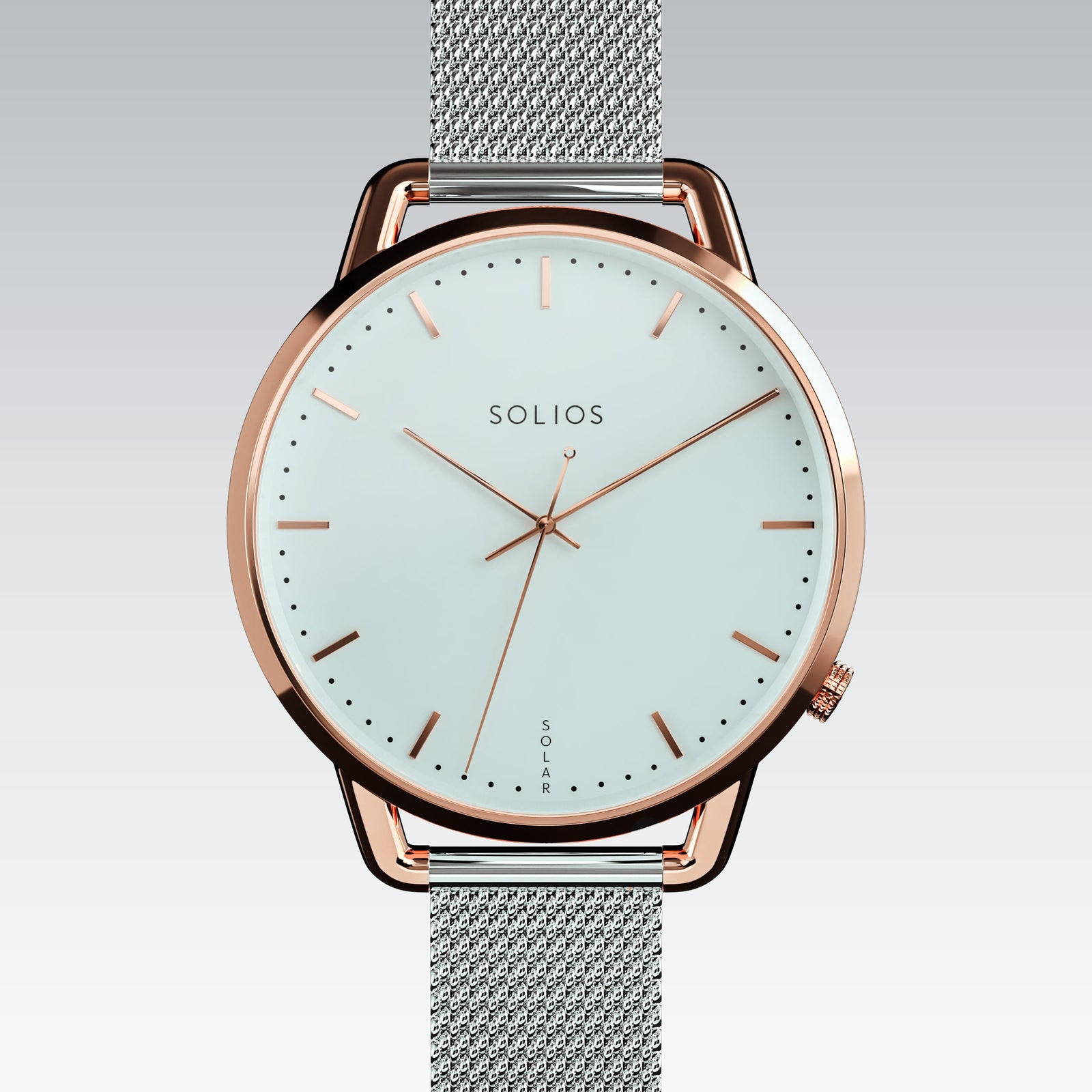 The Solar Curve Mini | White Dial - Rose Gold Case